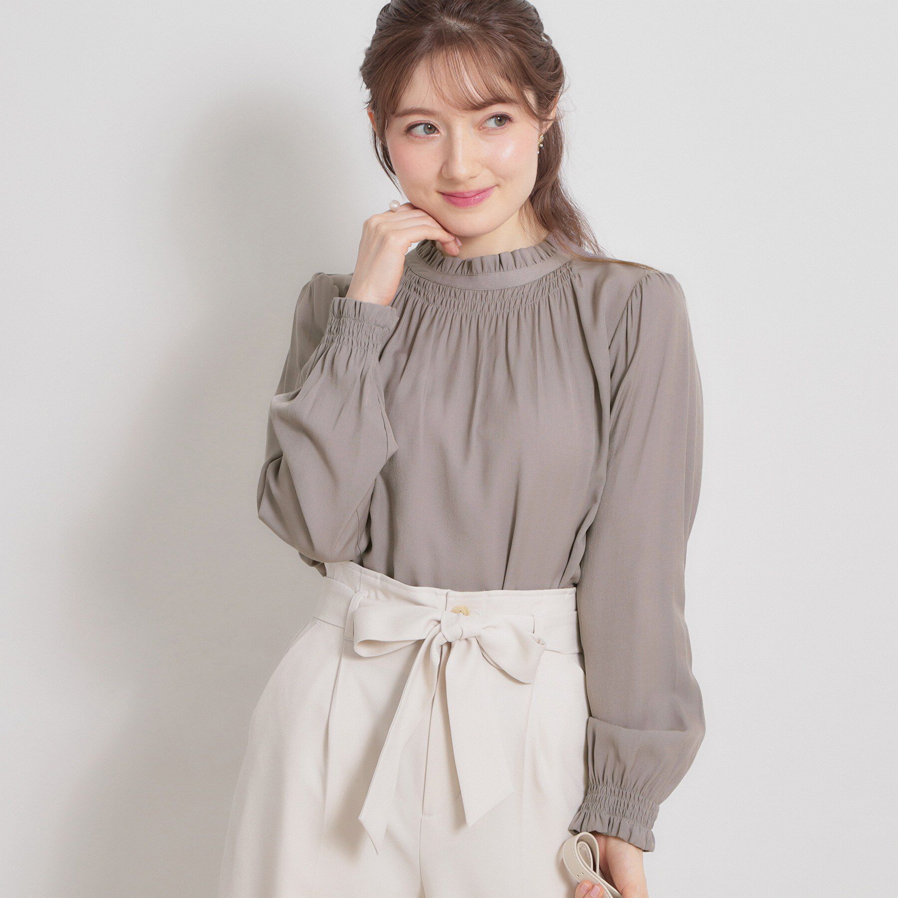 Couture broach「【前後2WAY・洗える】RTピケ リボン ブラウス」|シャツ・ブラウス|
