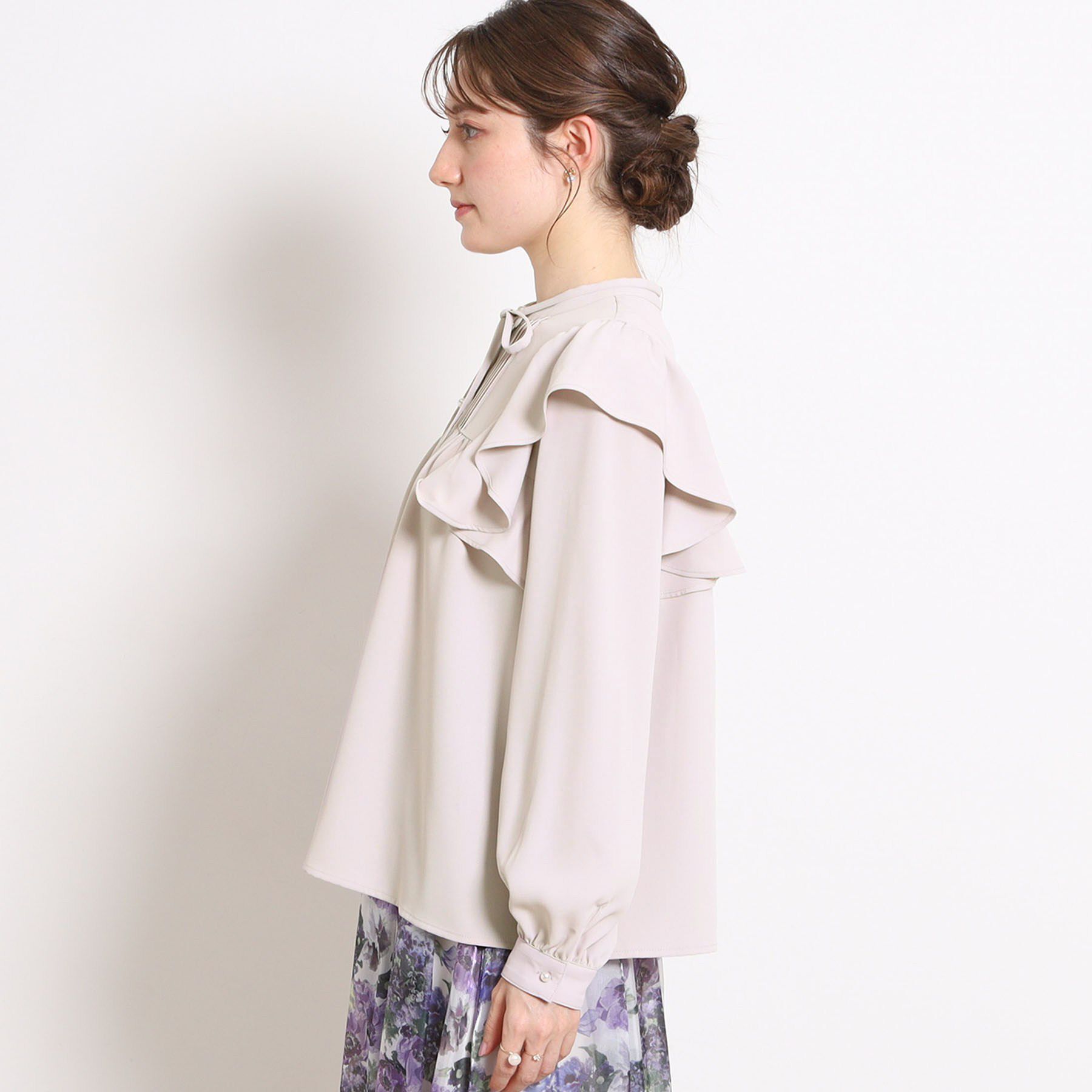 Couture broach「【洗える・リボン取り外し可】フリルジョーゼットブラウス」|シャツ・ブラウス|