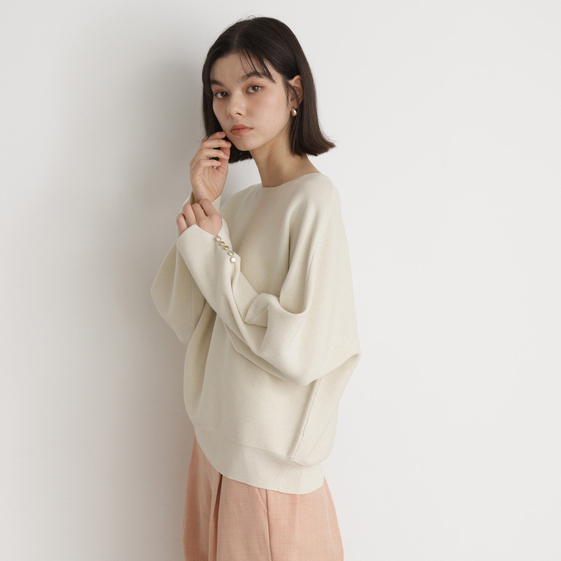 THE SHOP TK「ドルマン袖釦ニット【洗濯機OK】」|ニット・セーター|