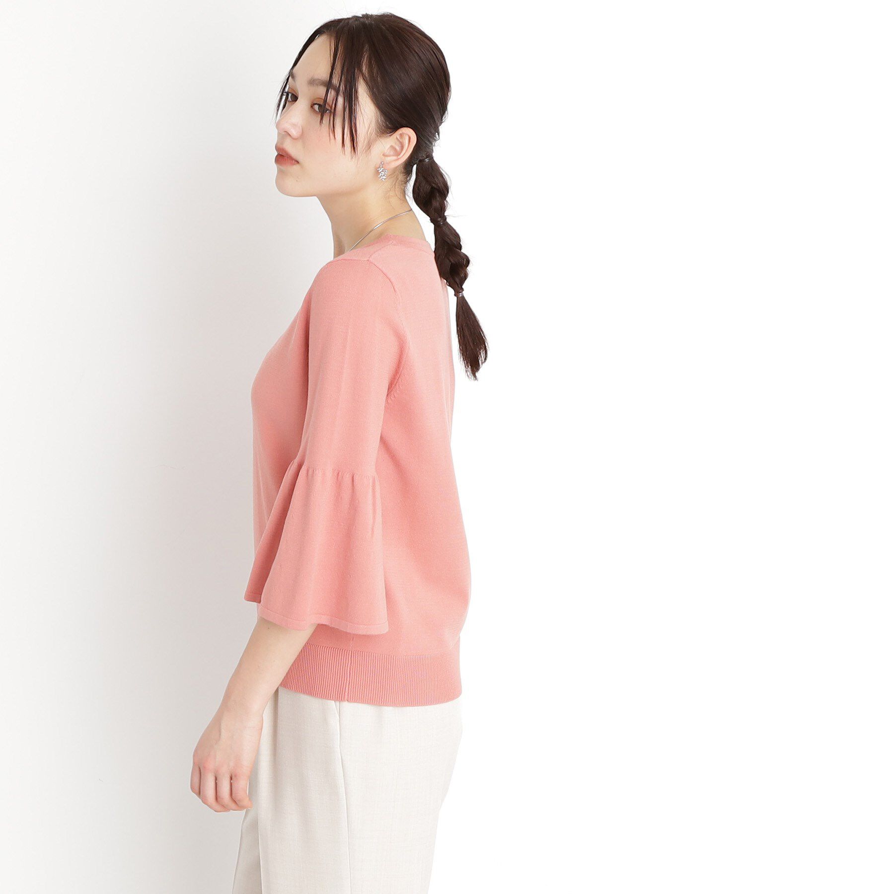 THE SHOP TK「【接触冷感/体型カバー】7分袖フレアニット/洗濯機OK/ＵＶケア」|ニット・セーター|