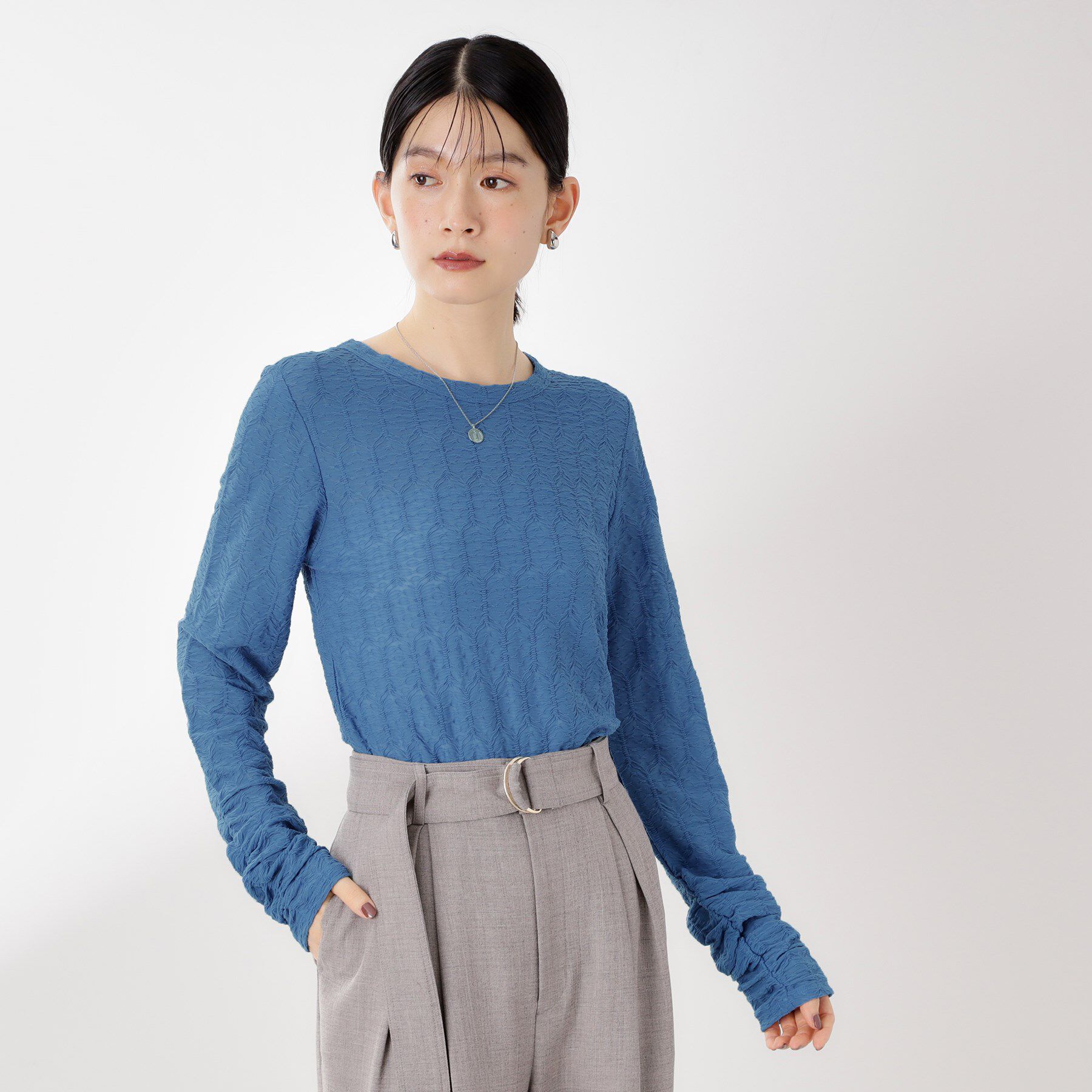 THE SHOP TK「ウェーブシアー袖クシュプルオーバー【洗濯機OK】」|Tシャツ・カットソー|