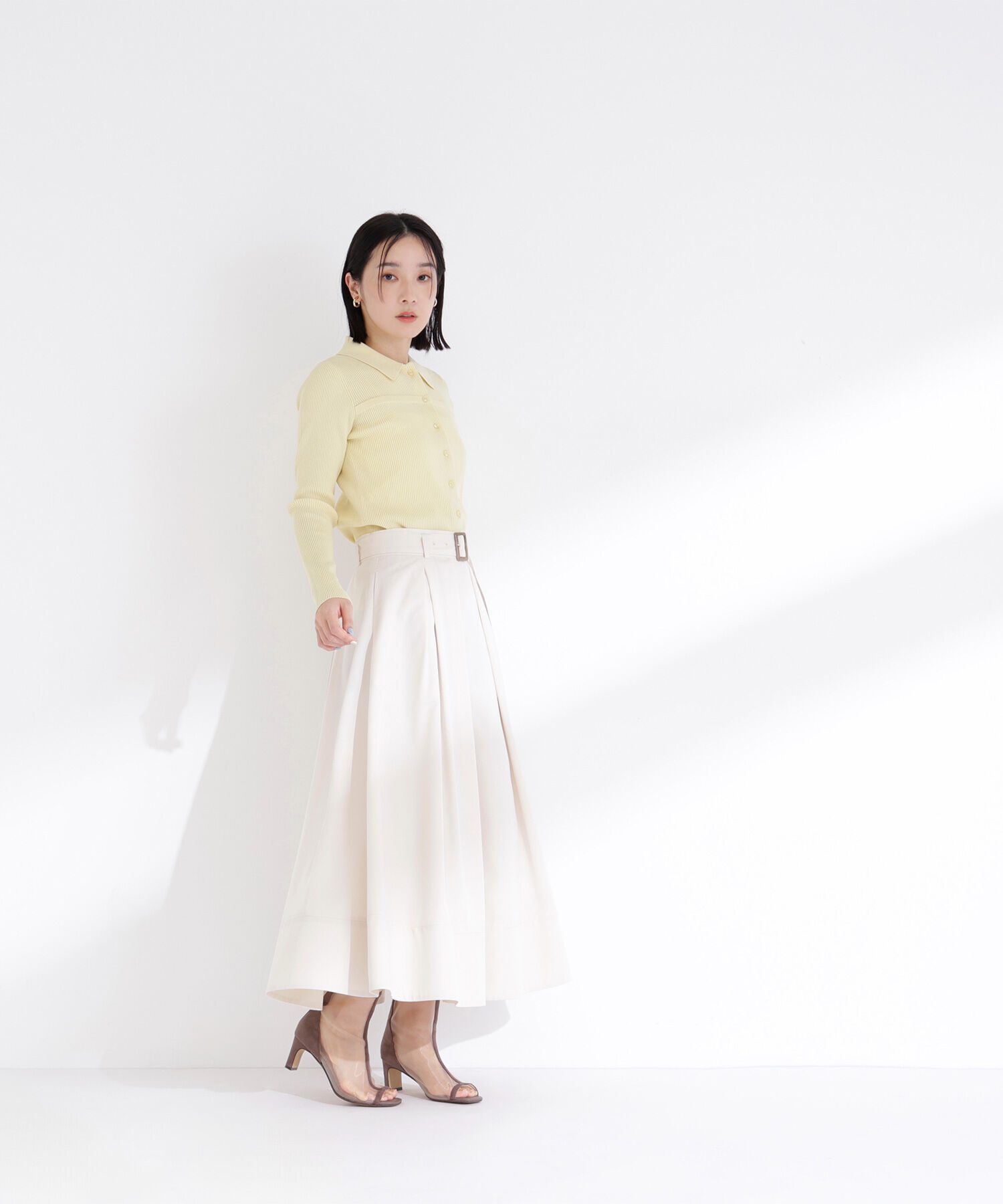  「ベルテッドタックフレアスカート」|スカート|