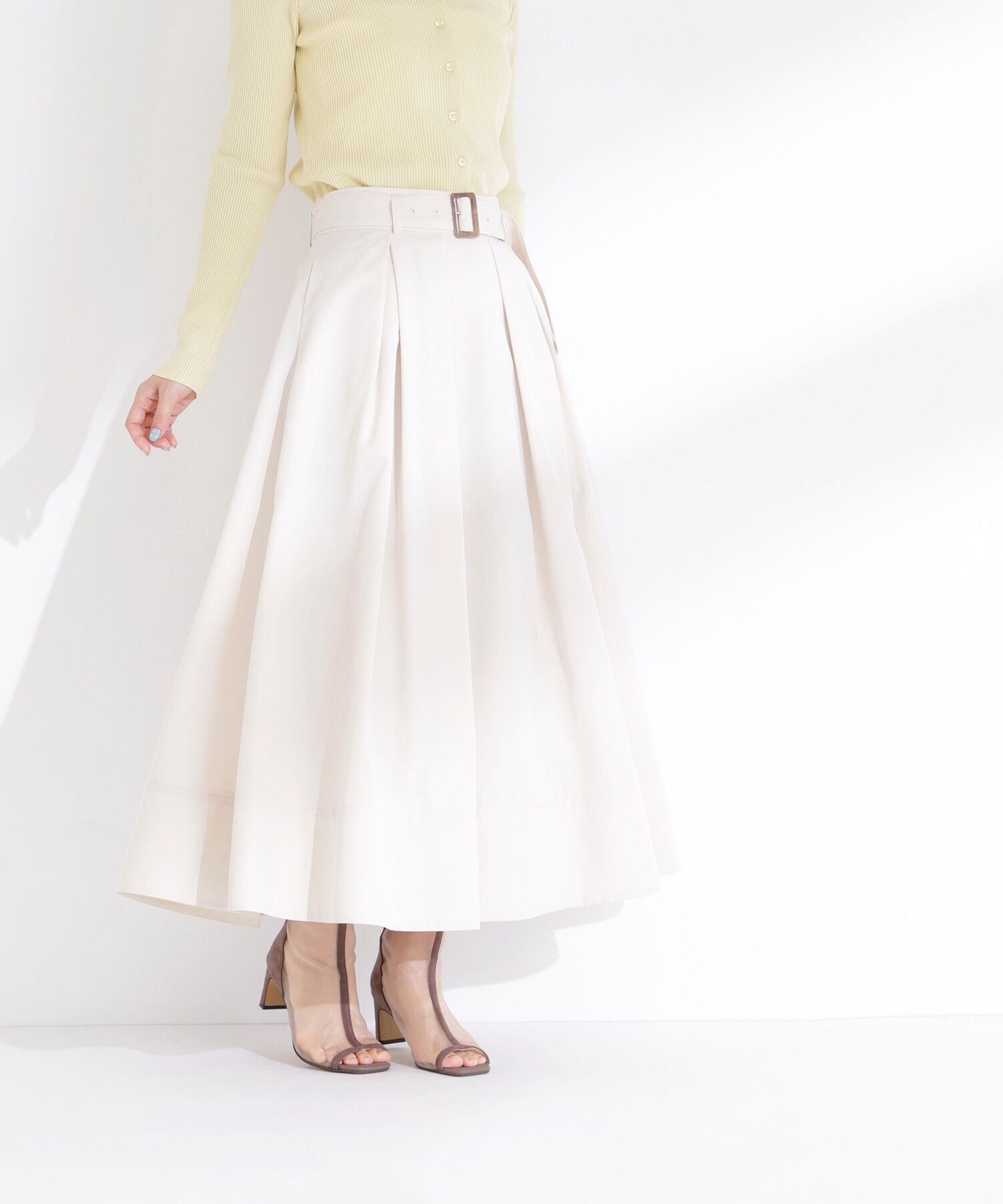  「ベルテッドタックフレアスカート」|スカート|