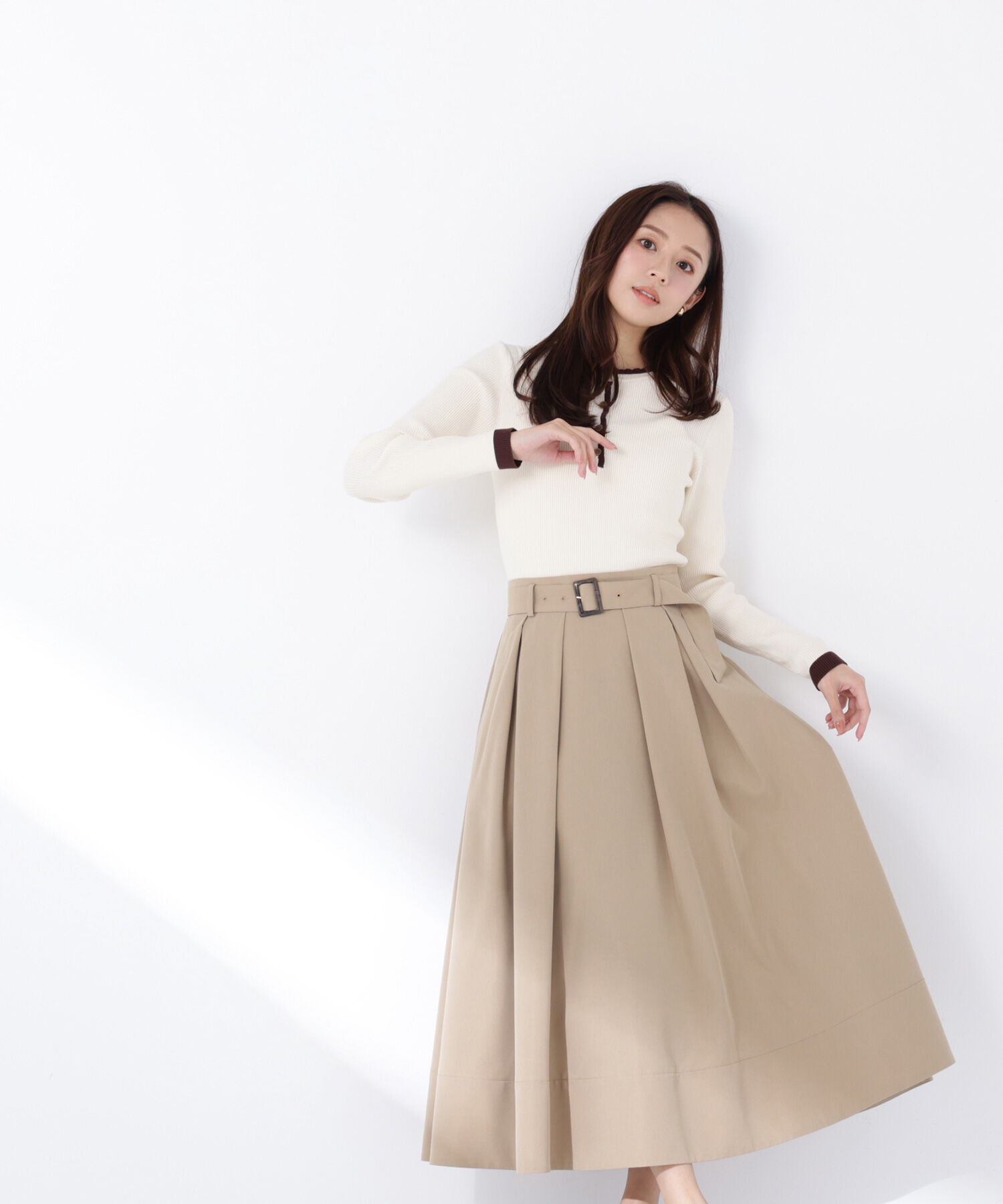  「ベルテッドタックフレアスカート」|スカート|