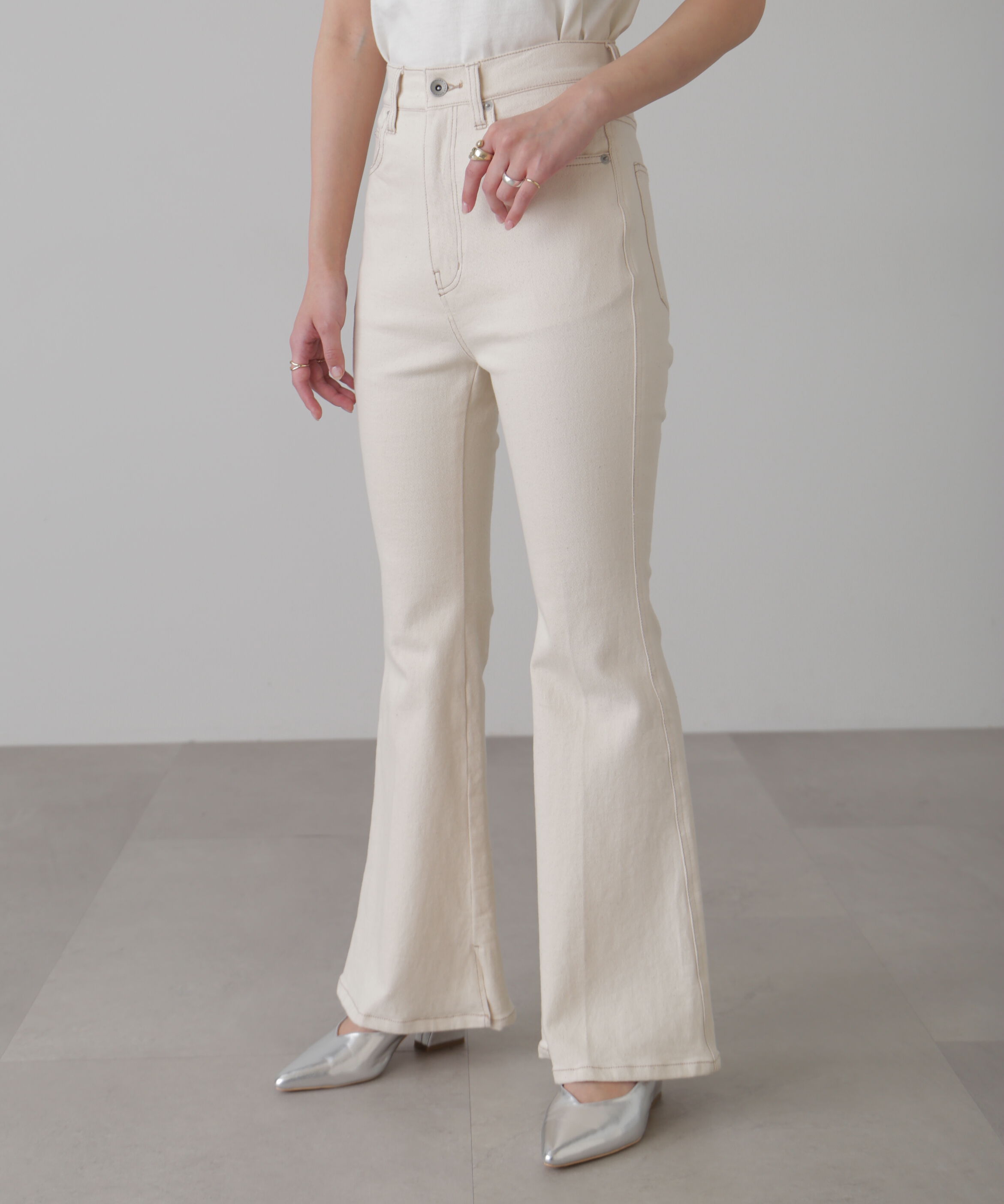  「[低身長サイズ/Sシリーズ]内スリットベルボトムデニムパンツ」|その他|