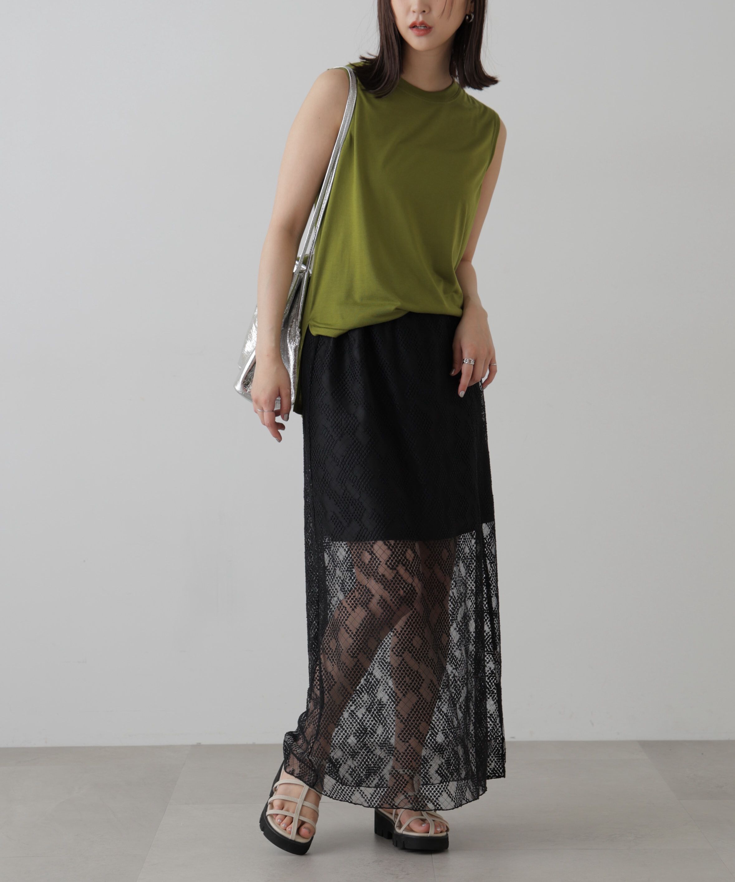  「チュールジャガードレイヤードスカート」|スカート|