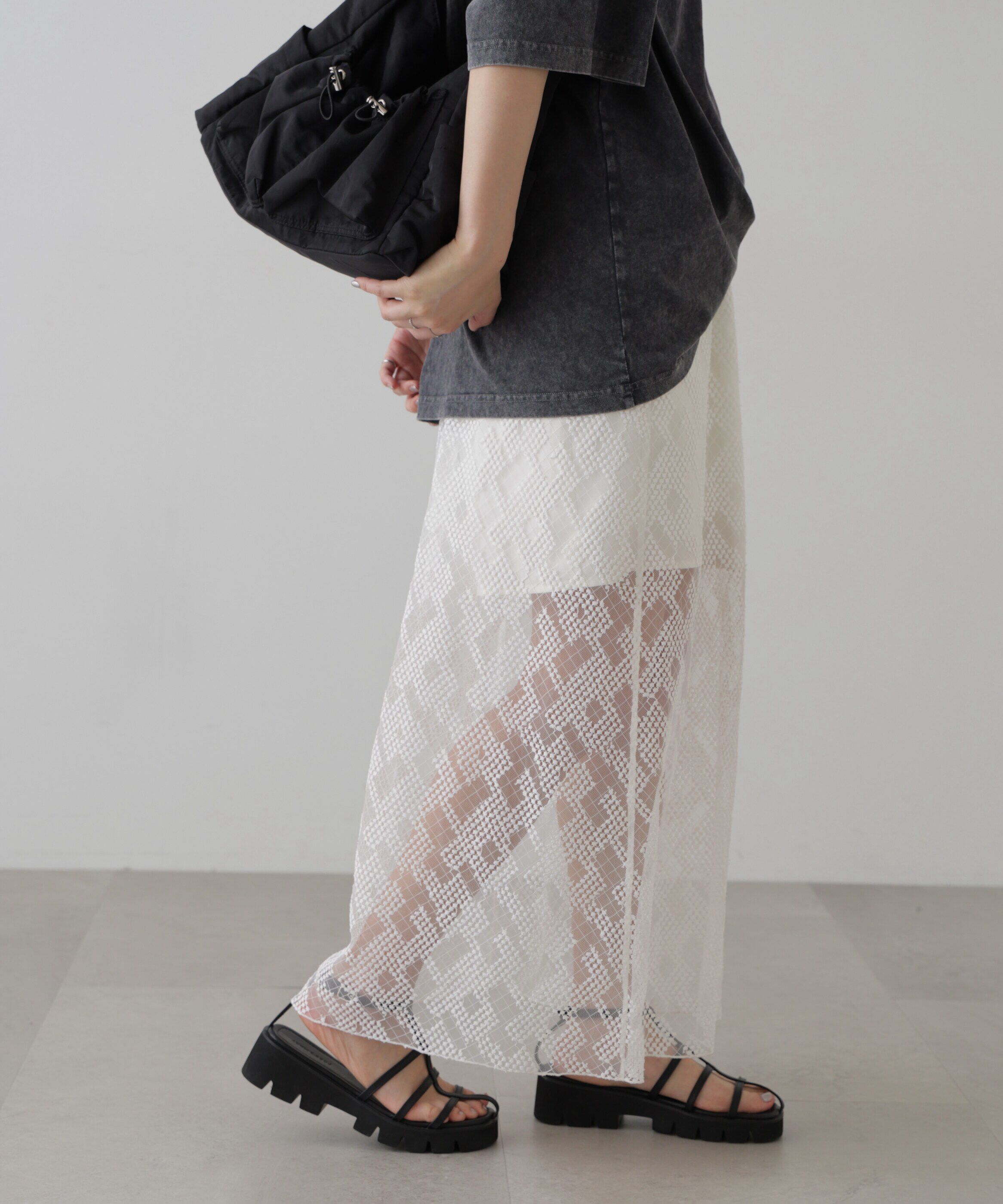  「チュールジャガードレイヤードスカート」|スカート|