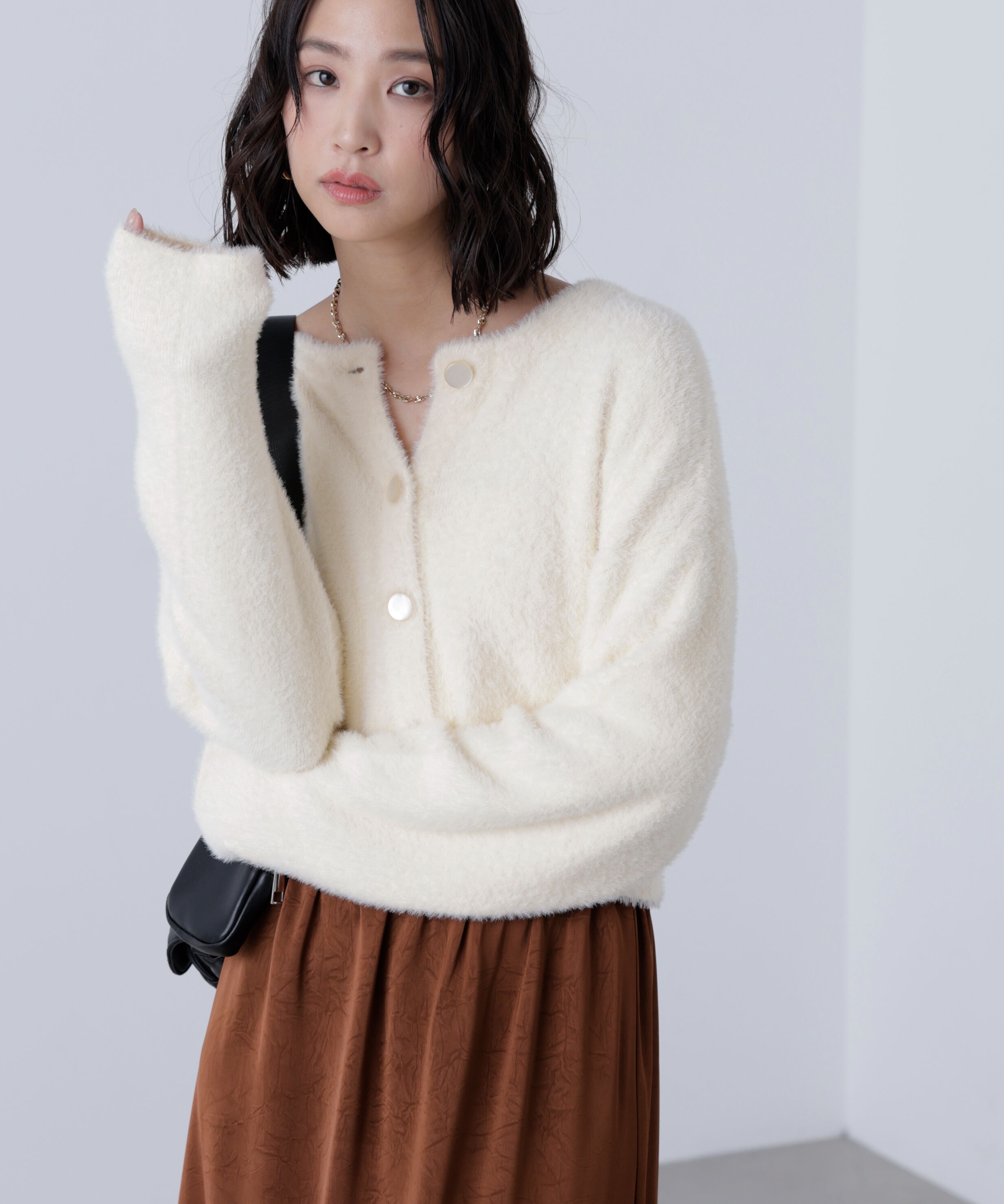  「前後2wayショートシャギー短丈ニット」|ニット・セーター|