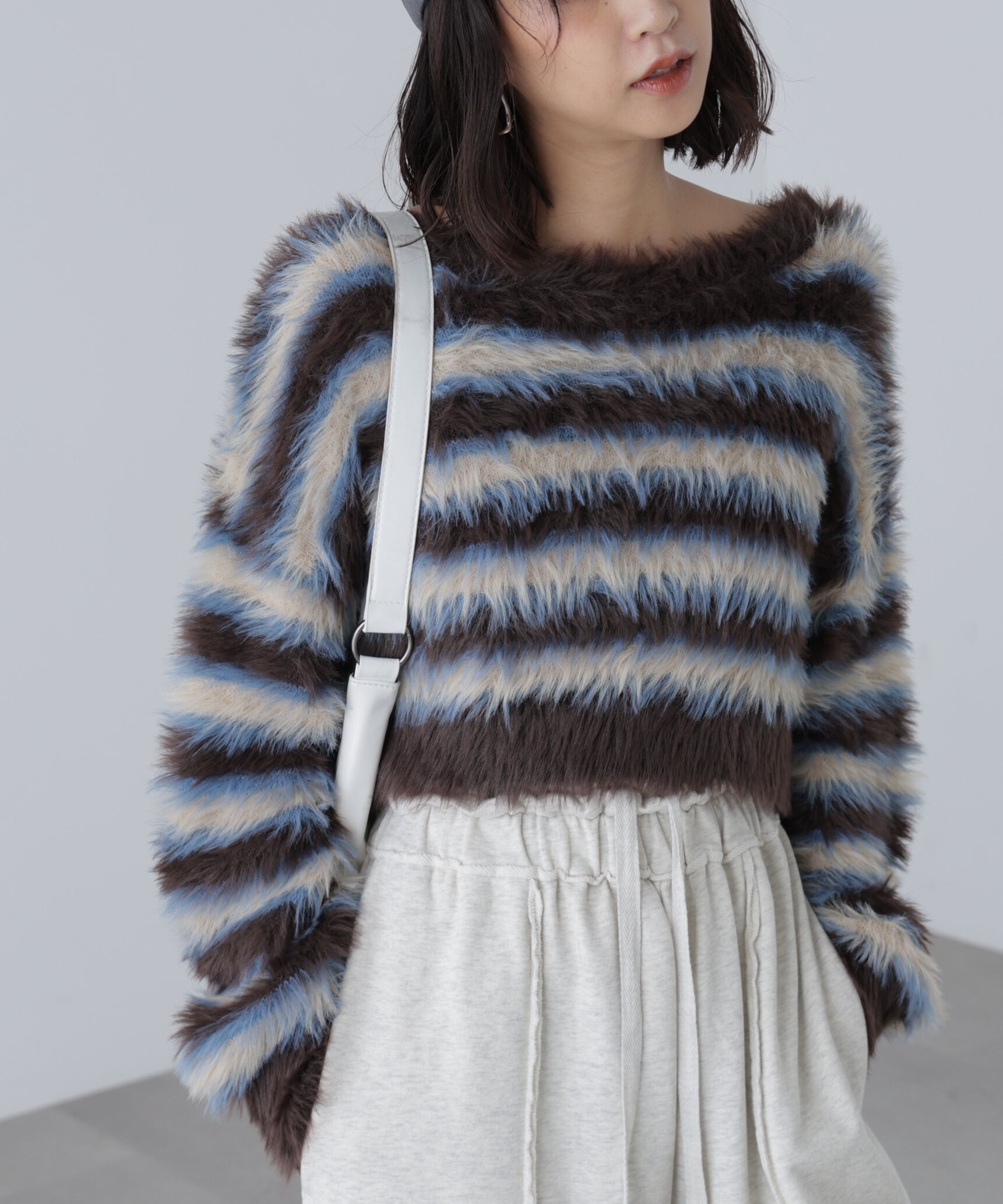  「シャギーボーダークロップドニット」|ニット・セーター|