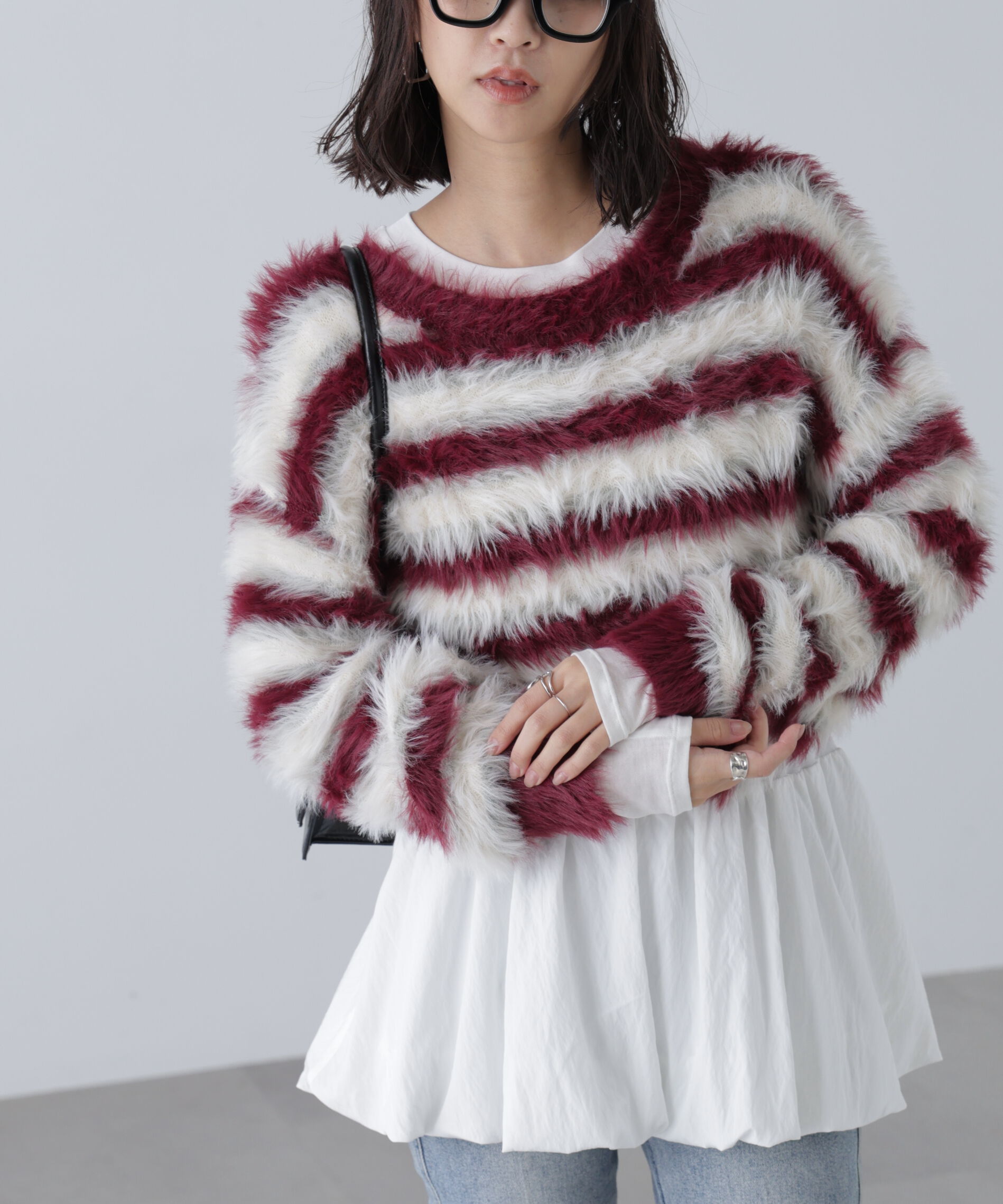  「シャギーボーダークロップドニット」|ニット・セーター|