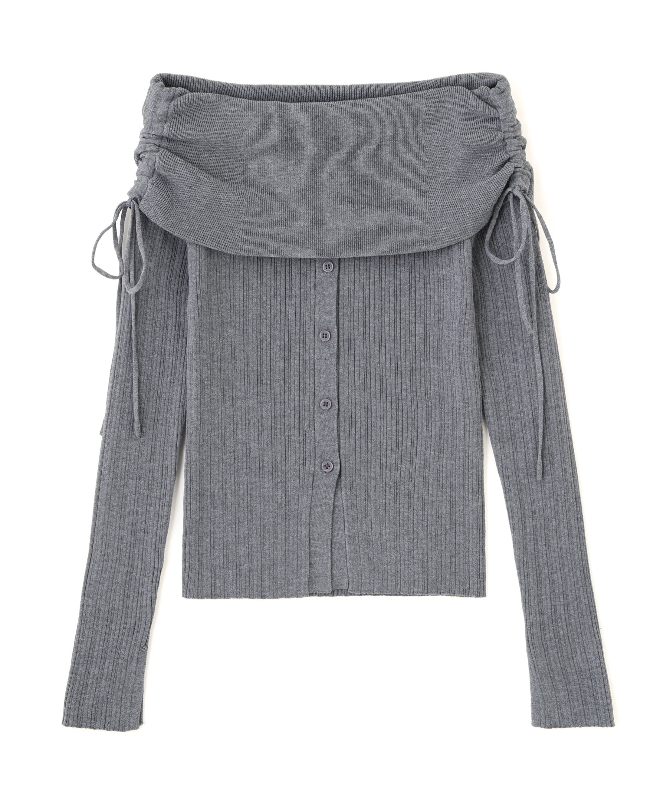  「リボンシャーリングオフショルダーニット」|ニット・セーター|