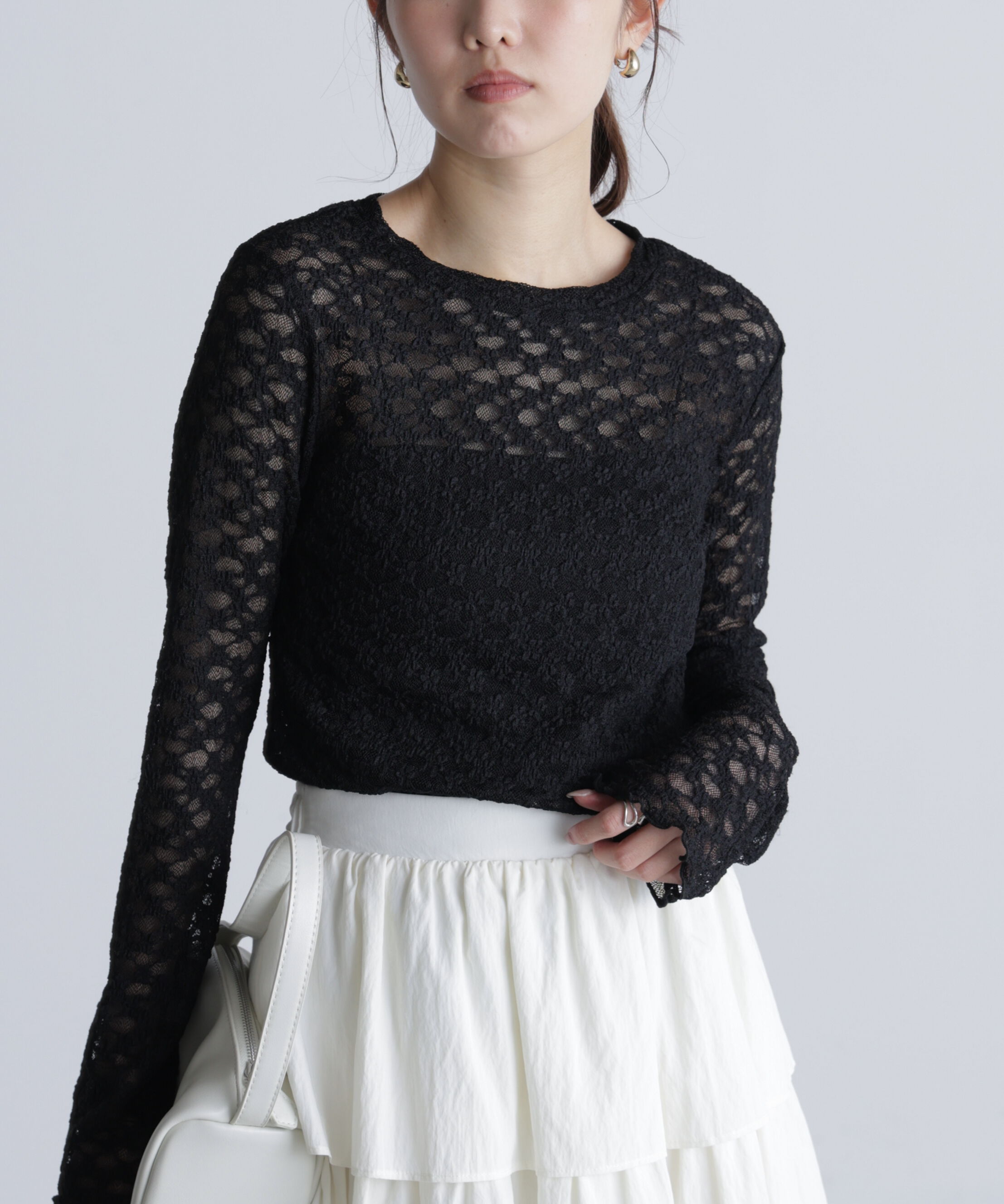  「長袖レースカットソー」|Tシャツ・カットソー|