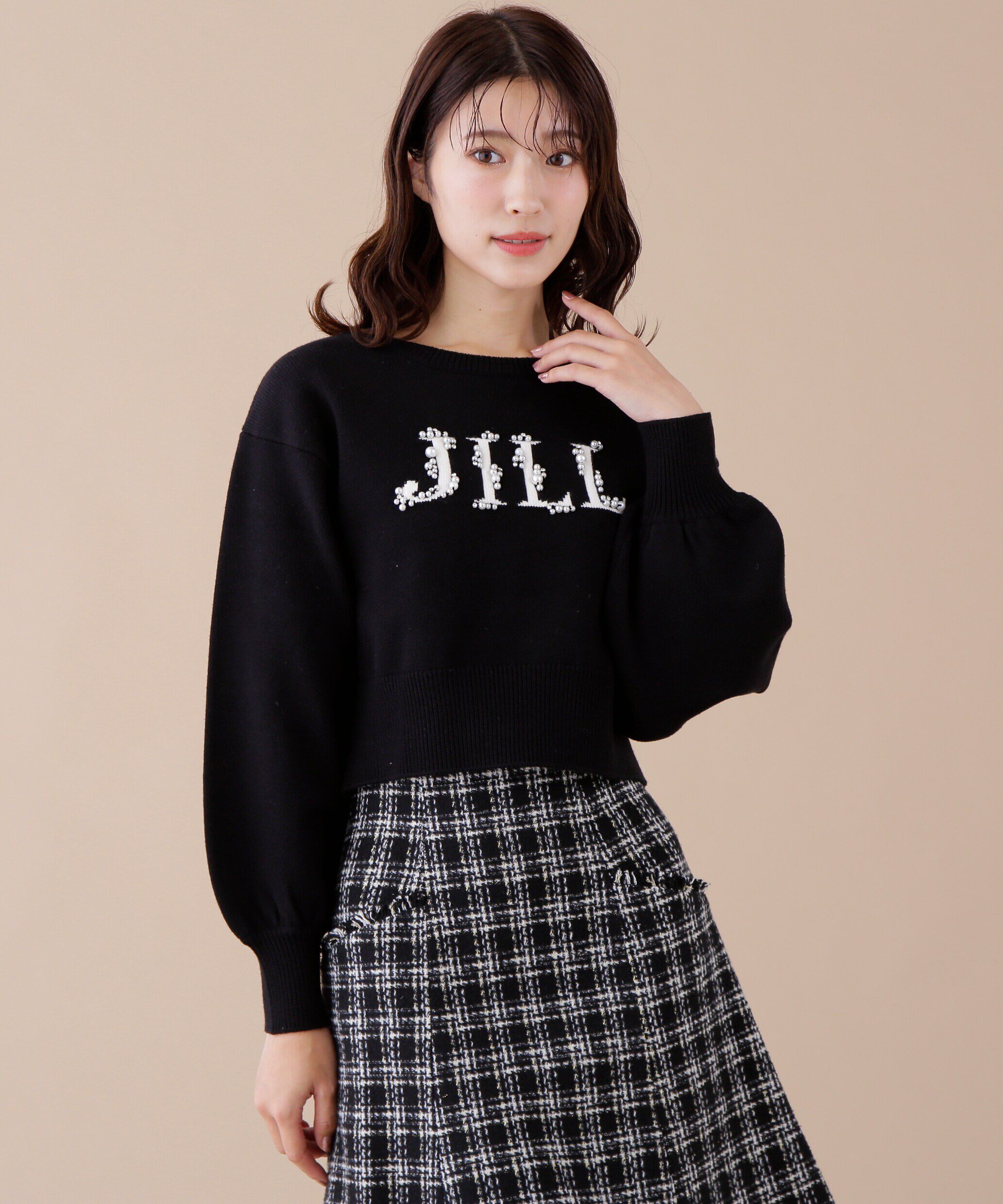  「ロゴジャガードビジューニット」|ニット・セーター|