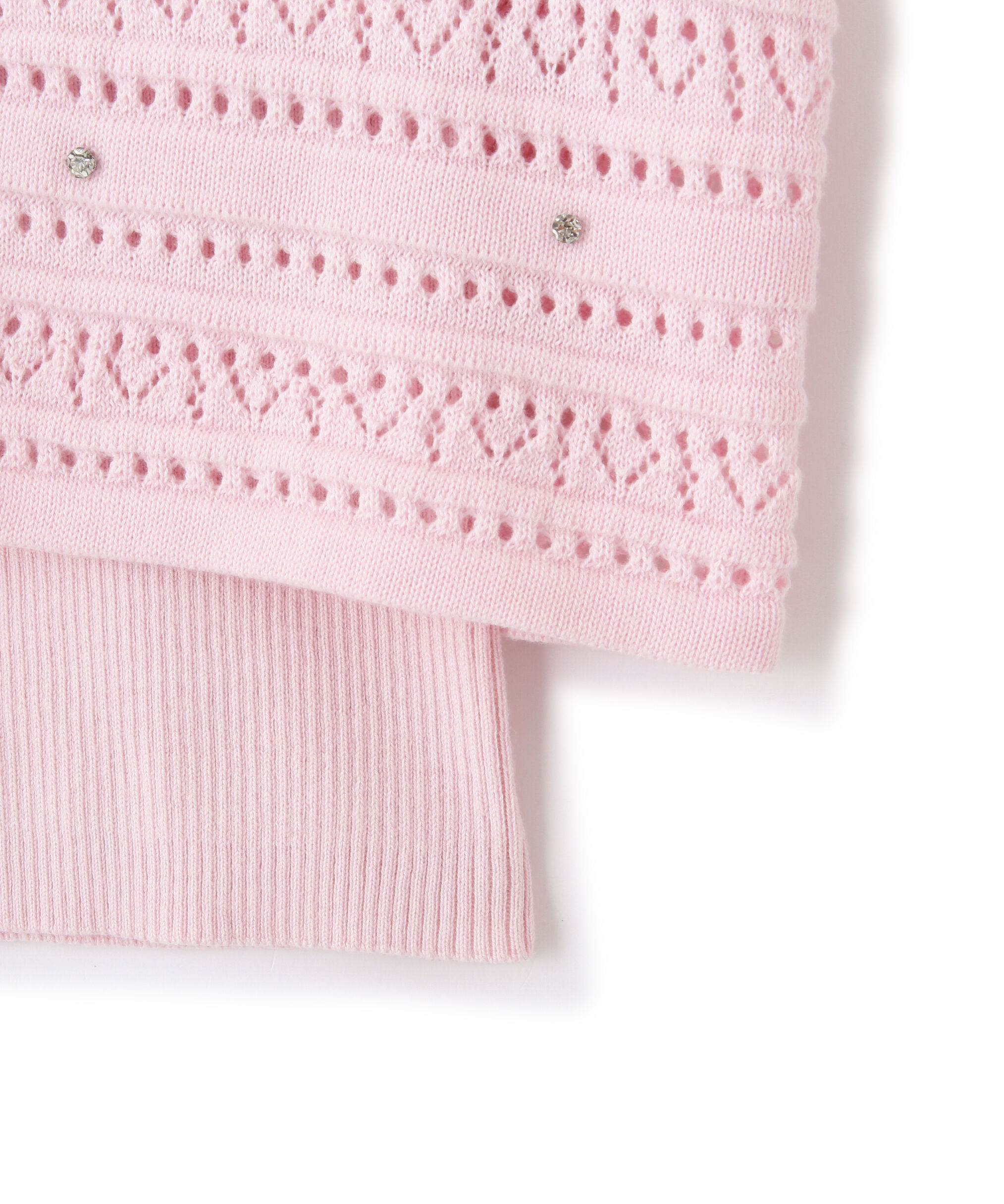  「ビジュー付きカギ編みアンサンブル」|ニット・セーター|