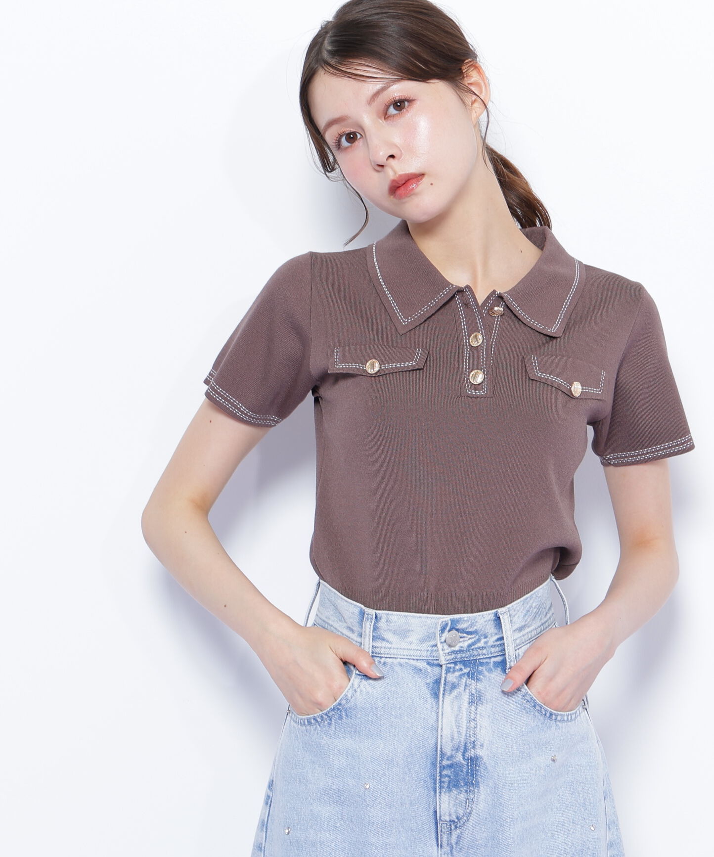  「ステッチポロニット」|ニット・セーター|