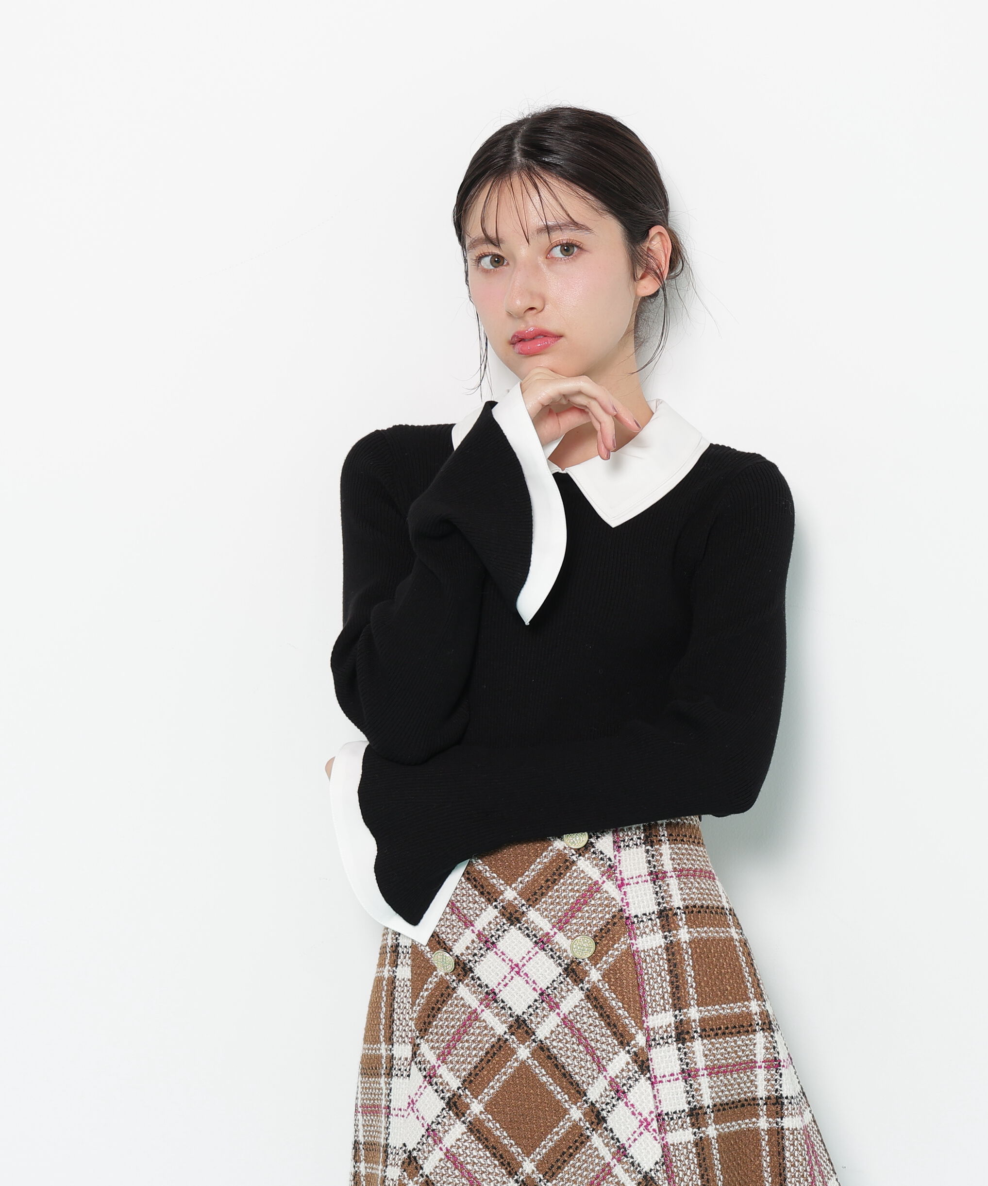  「ダブルカラーリブニット」|ニット・セーター|