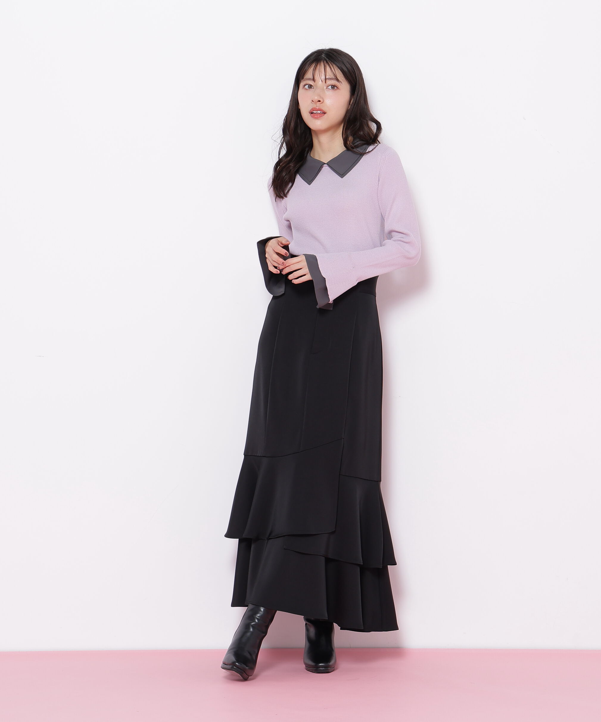  「ダブルカラーリブニット」|ニット・セーター|