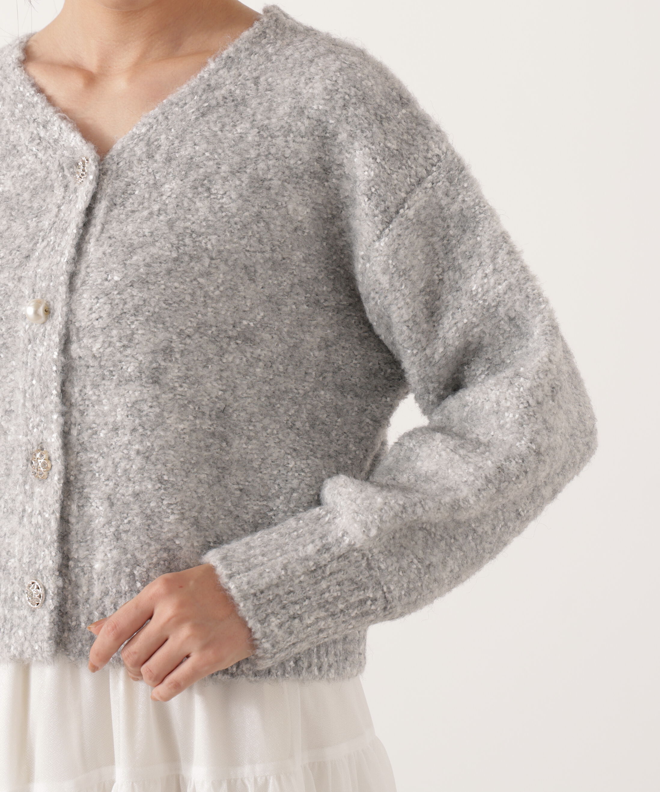 PROPORTION BODY DRESSING「《EDIT COLOGNE》ファンシーヤーンビジューカディガン 25AW」|カーディガン|