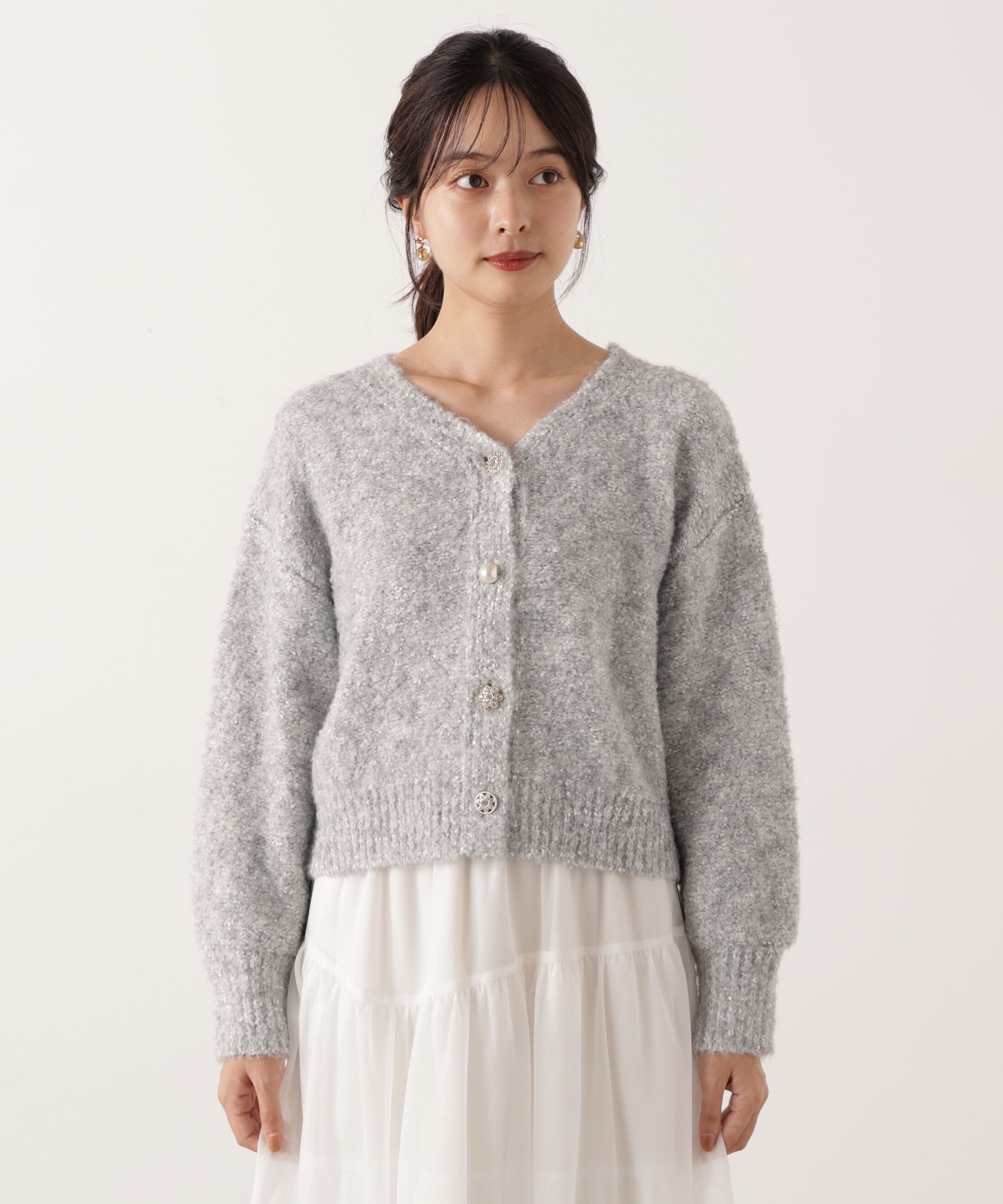 PROPORTION BODY DRESSING「《EDIT COLOGNE》ファンシーヤーンビジューカディガン 25AW」|カーディガン|