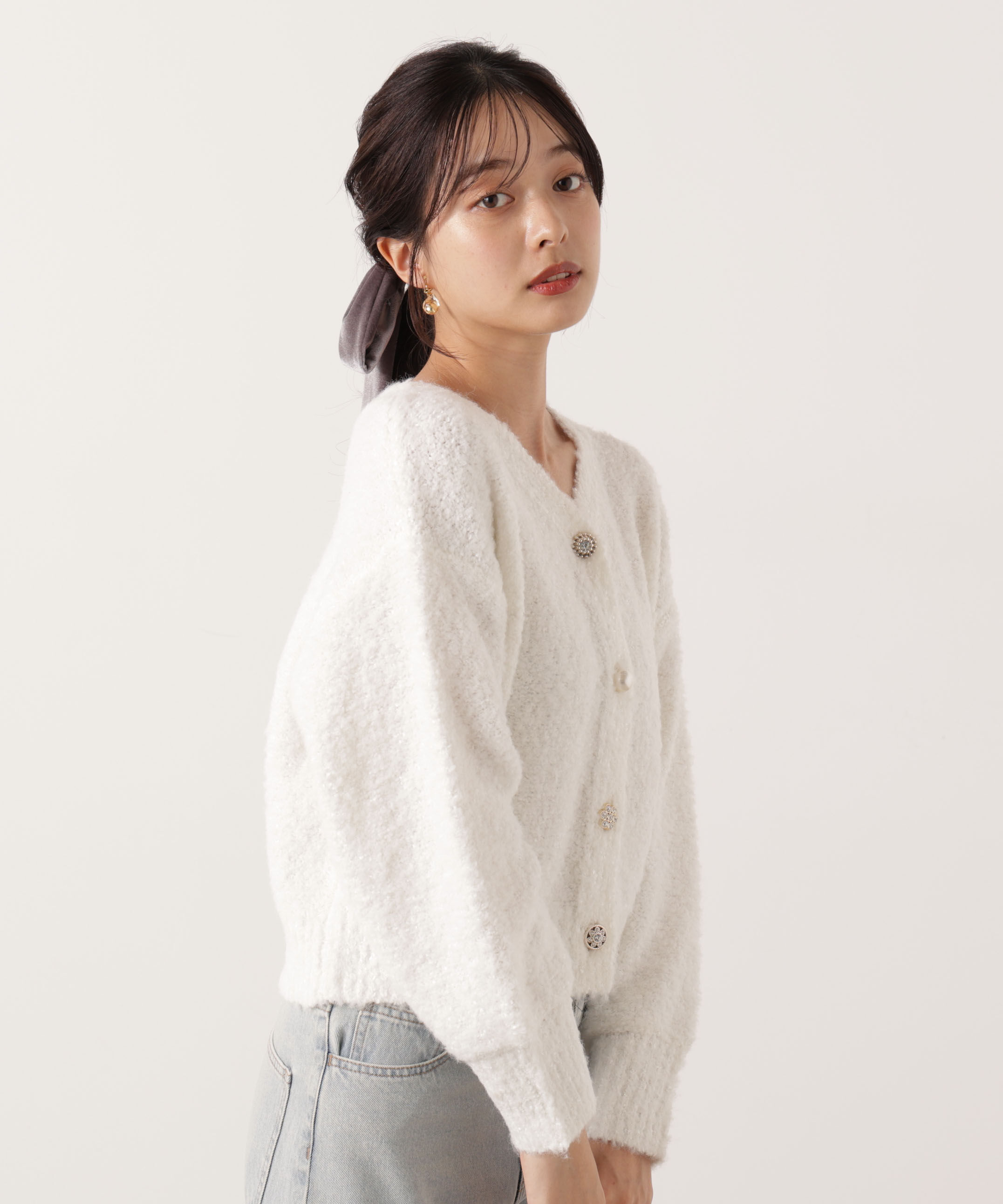 PROPORTION BODY DRESSING「《EDIT COLOGNE》ファンシーヤーンビジューカディガン 25AW」|カーディガン|