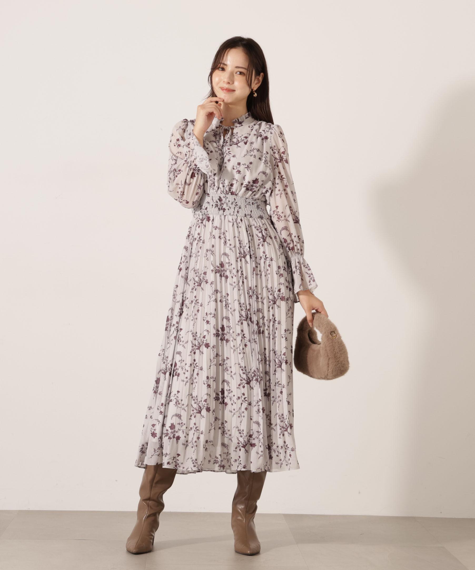 PROPORTION BODY DRESSING「花柄プリーツワンピース 25AW」|ワンピース|