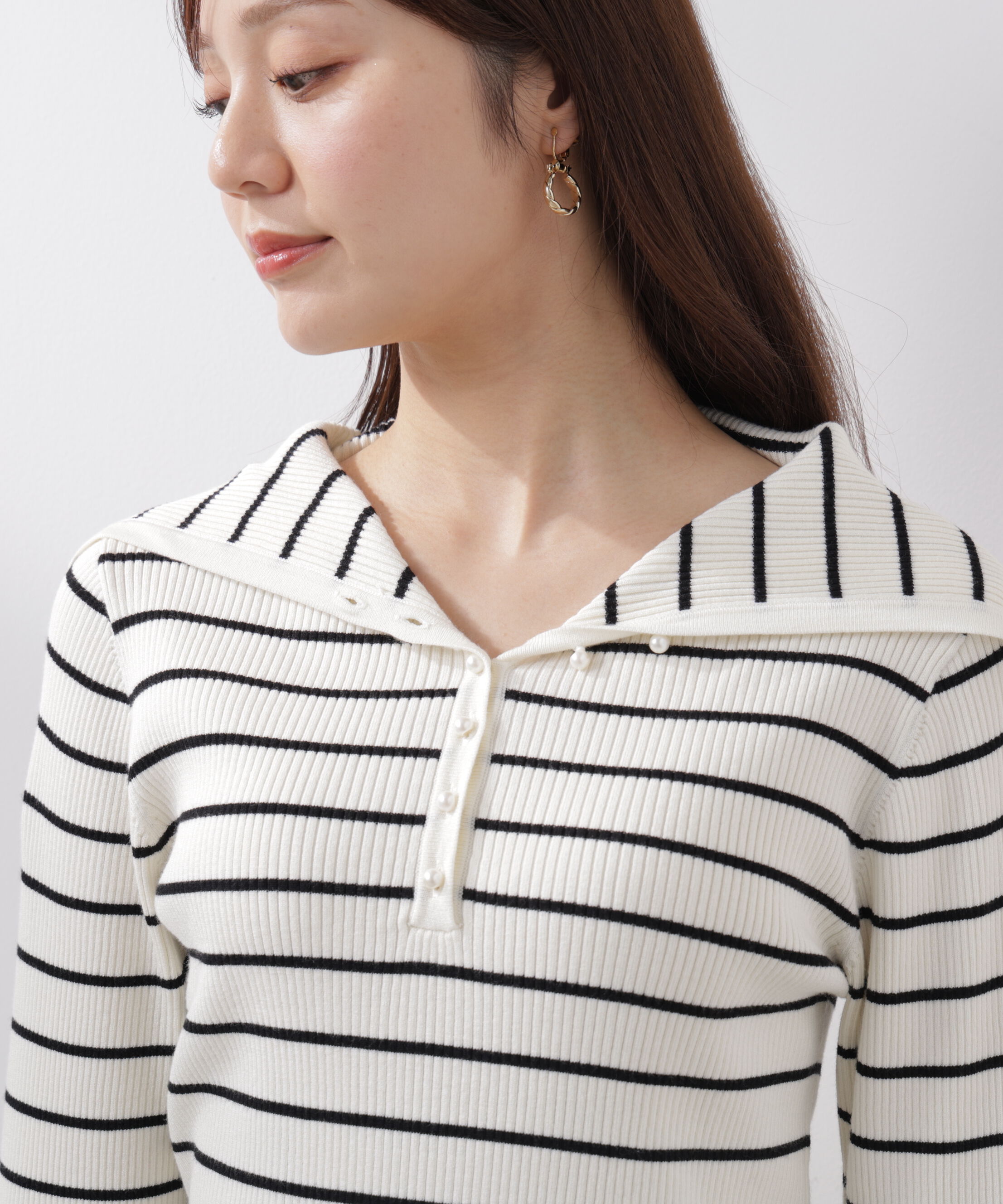 PROPORTION BODY DRESSING「〈a/mie〉ビッグカラーリブニット　　26SS」|カーディガン|