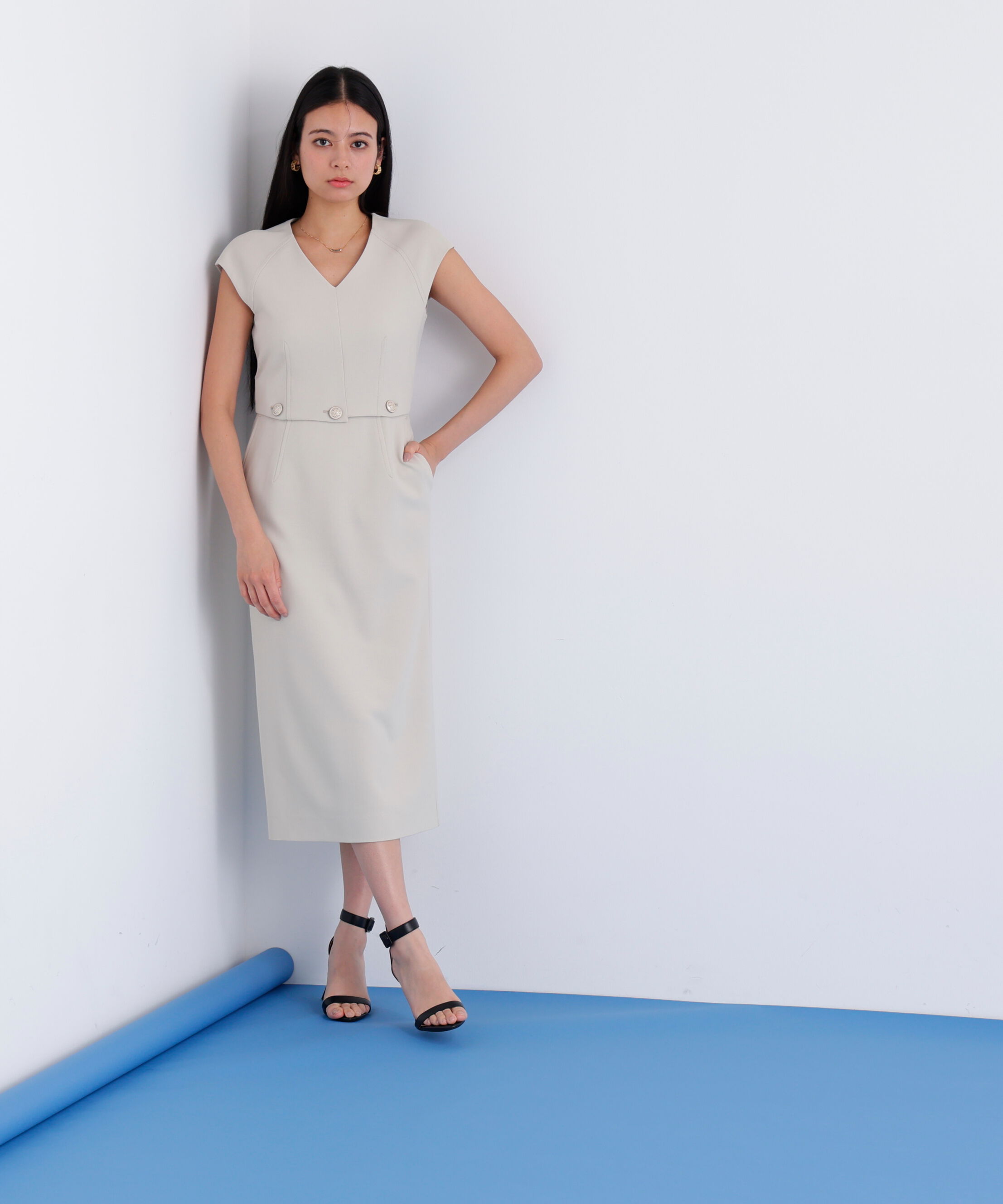  「ボタンアクセントワンピース」|ワンピース|