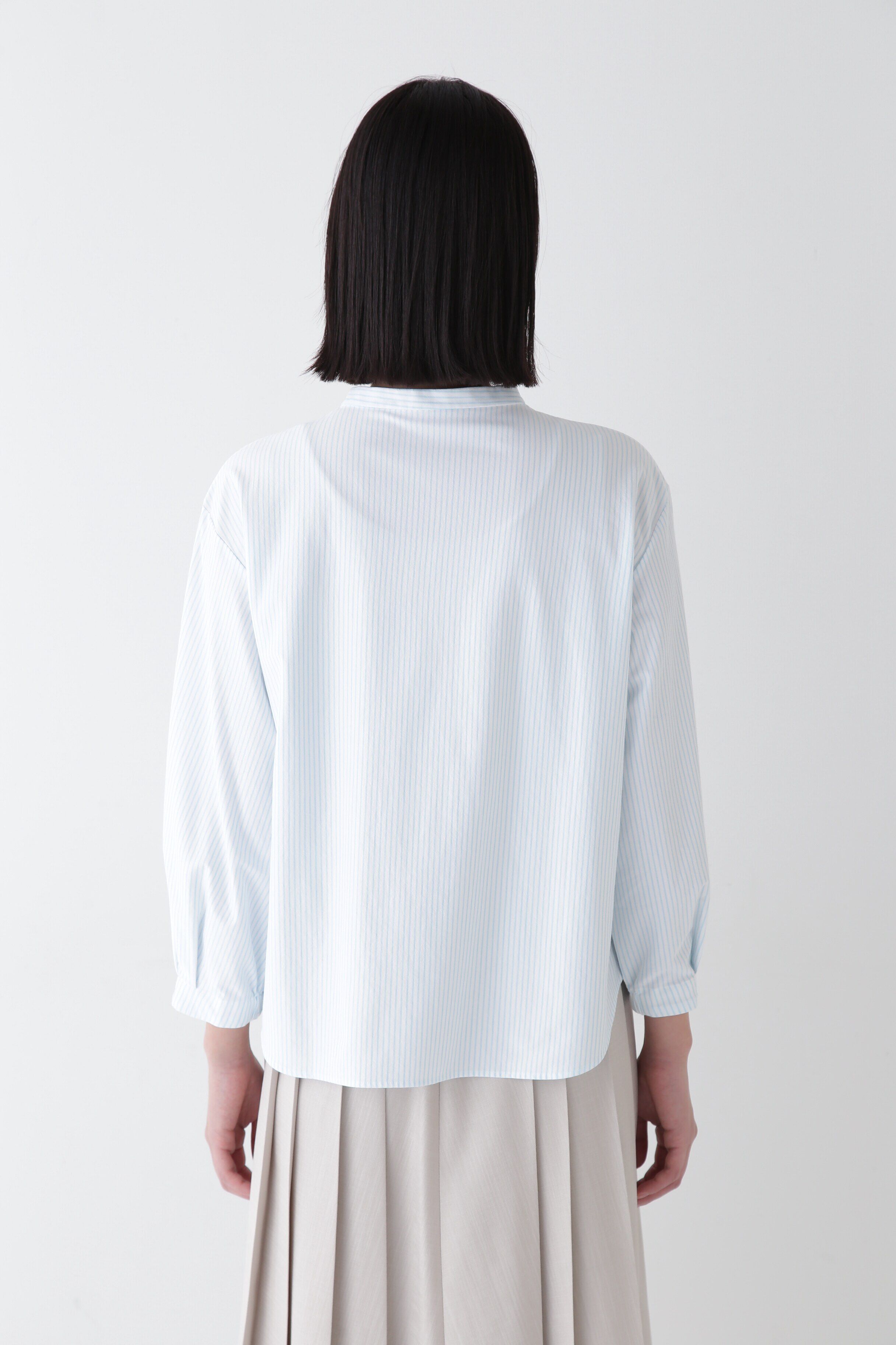  「◆鹿の子ジャージーストライプバンドカラープルオーバー」|Tシャツ・カットソー|