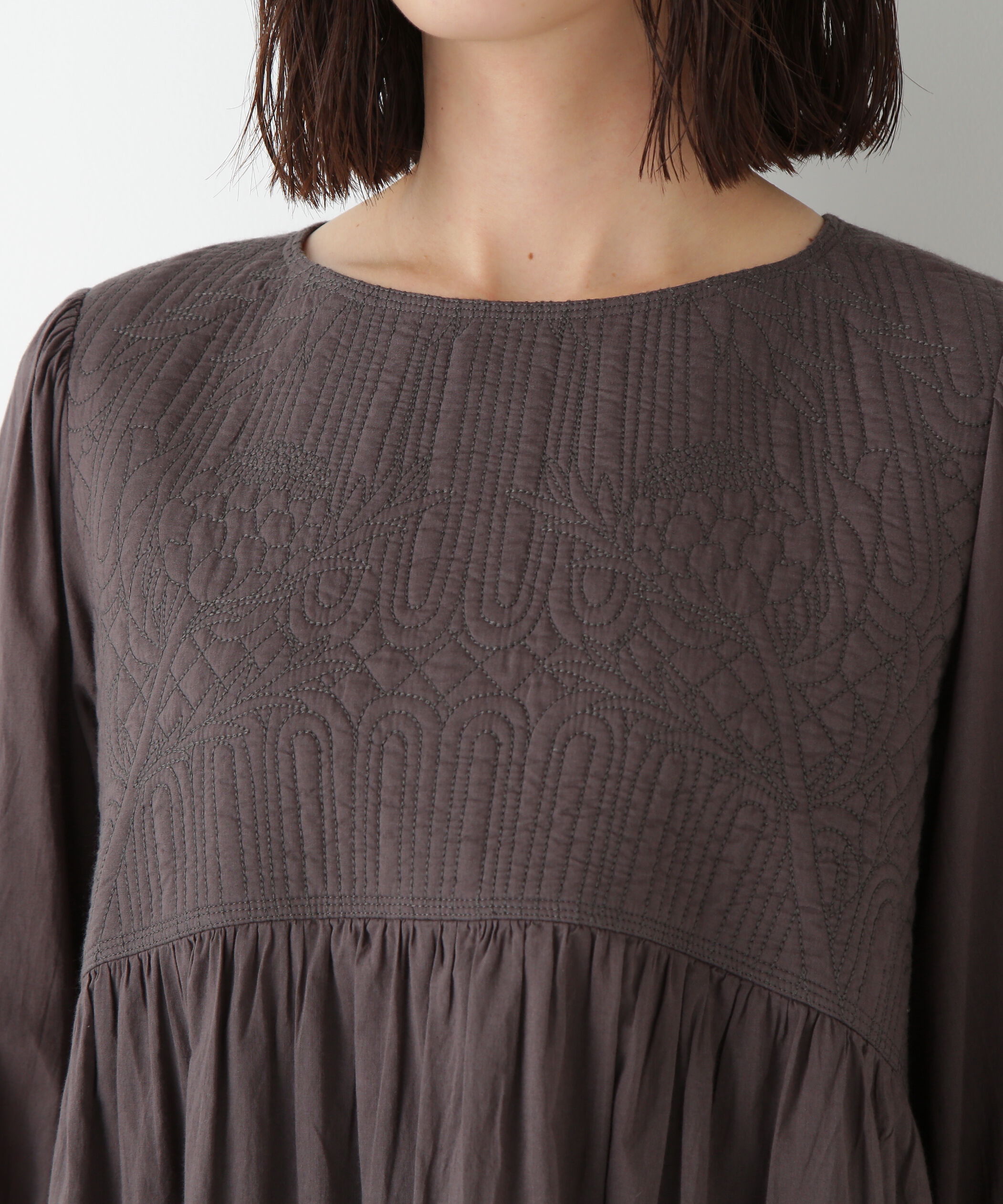  「◆インドコットンボイルキルティングドッキングワンピース」|ワンピース|