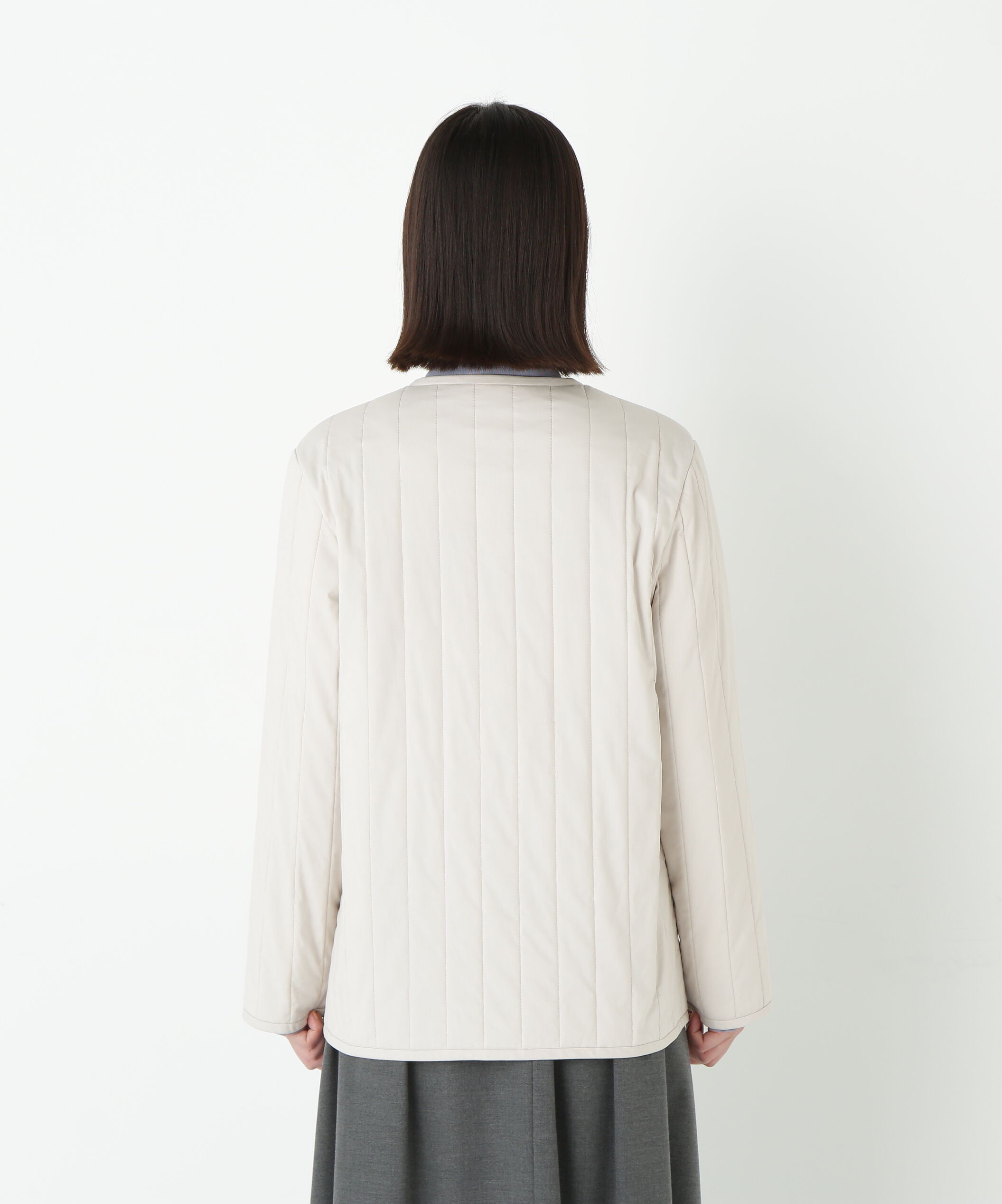  「◆バーティカルキルティングノーカラージャケット」|ブルゾン・スタジャン|