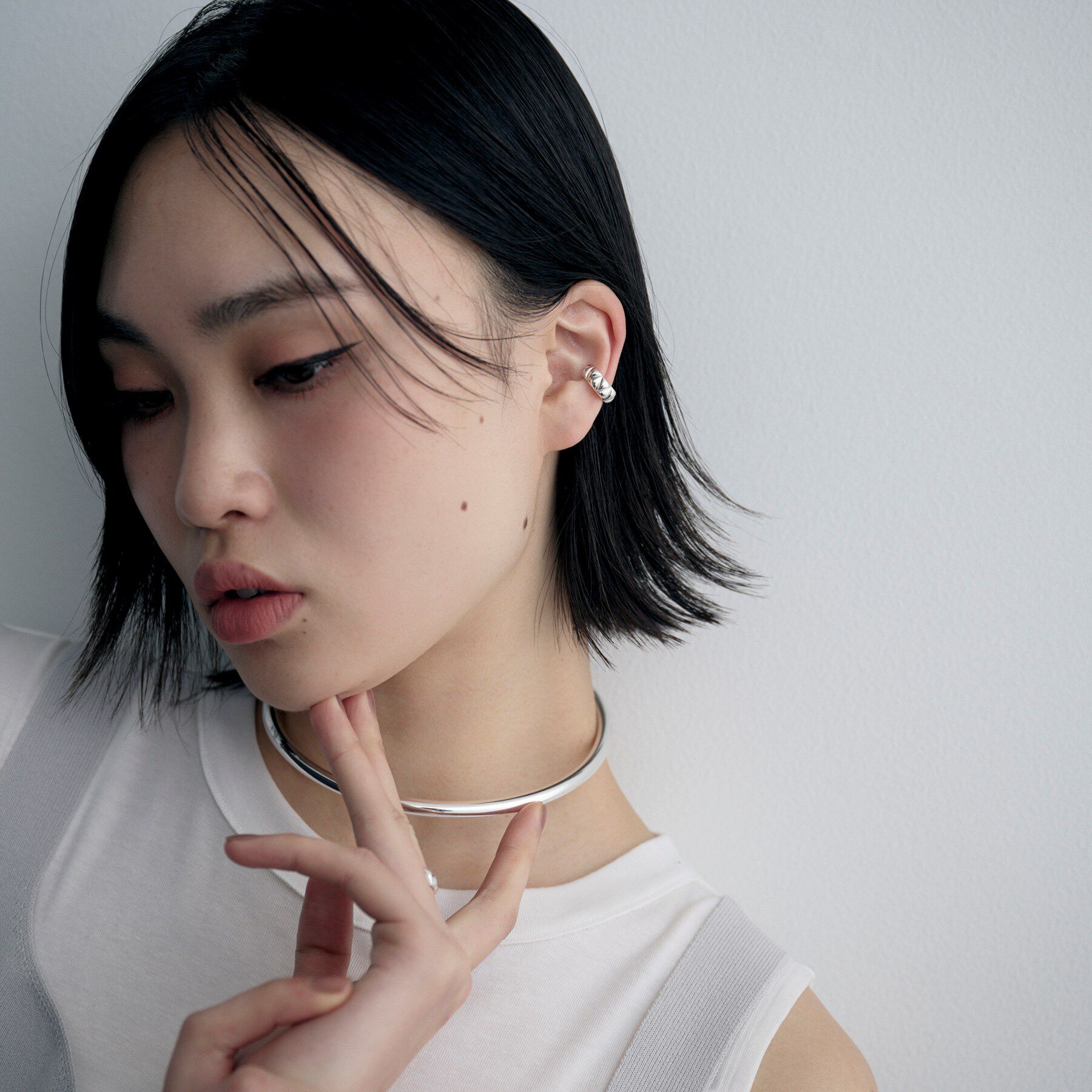 COCOSHNIK ONKITSCH「シルバー キルトイヤカフ」|イヤリング|