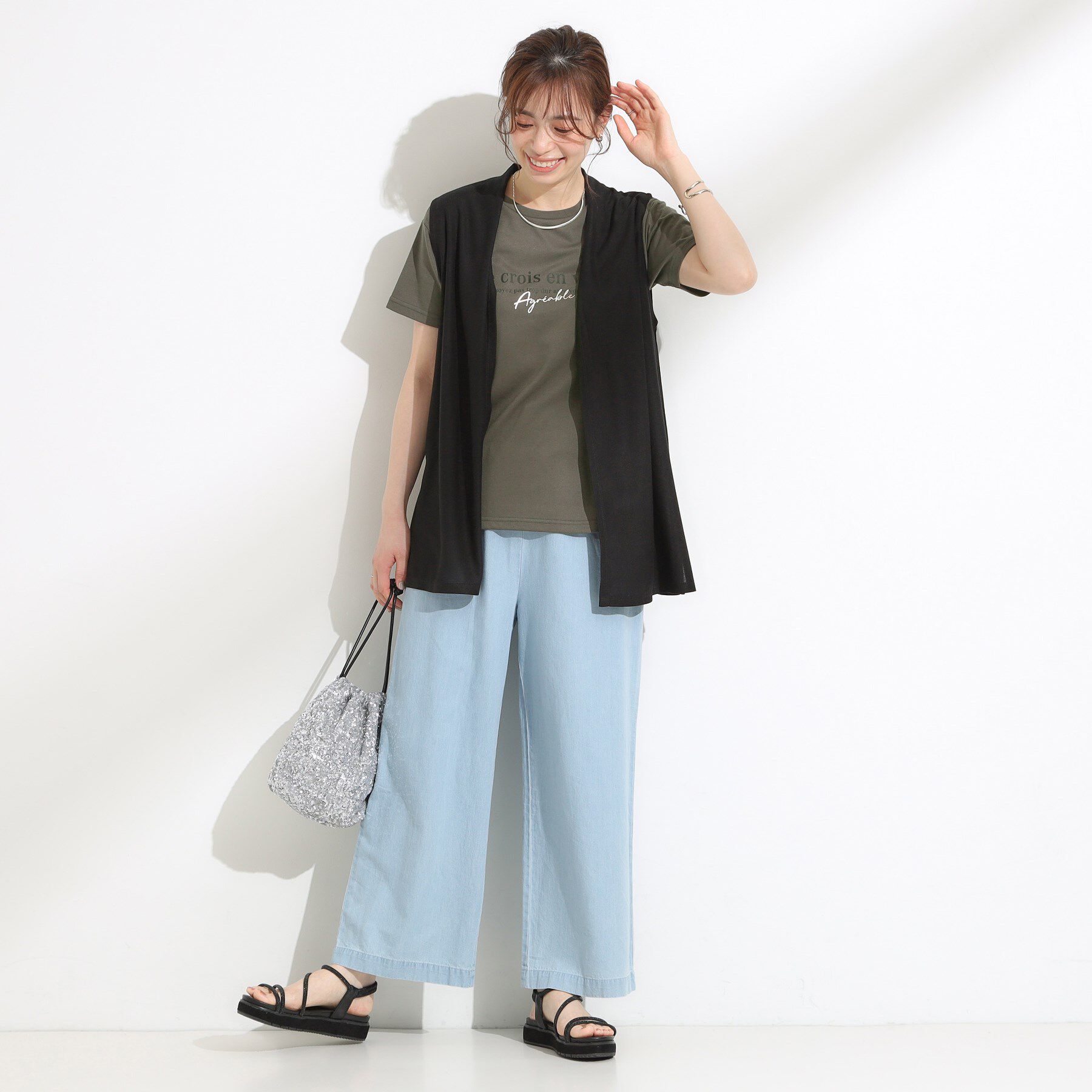 SHOO･LA･RUE「【2点セット】着回しいろいろ ジレ＋ロゴTシャツ」|その他|