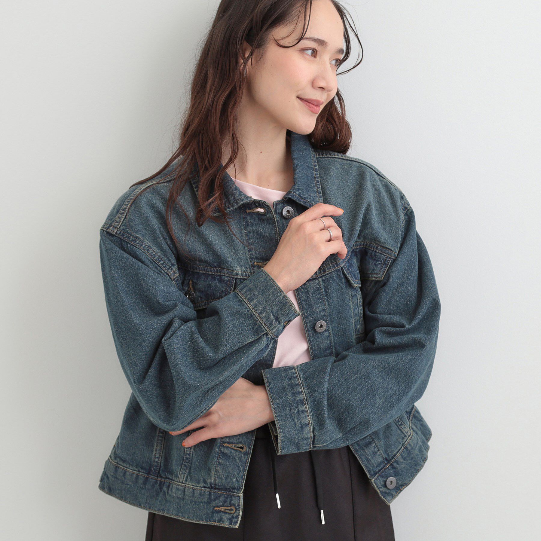 SHOO･LA･RUE「【SHOO・LA・RUE DENIM】ゆったりシルエットで大人カジュアル  ゆるGジャン」|デニムジャケット|ブルー(093)