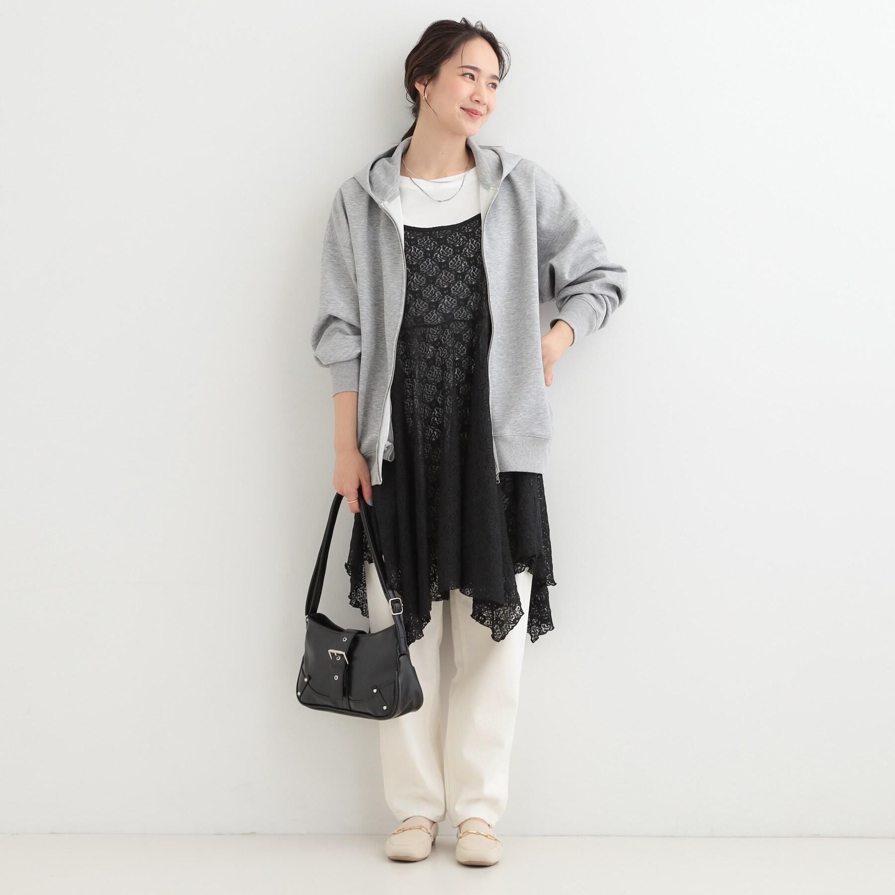 SHOO･LA･RUE「【セットアップ可/S-LL/なめらかタッチ】大人カジュアルスタイルに ZIPパーカ」|パーカー|