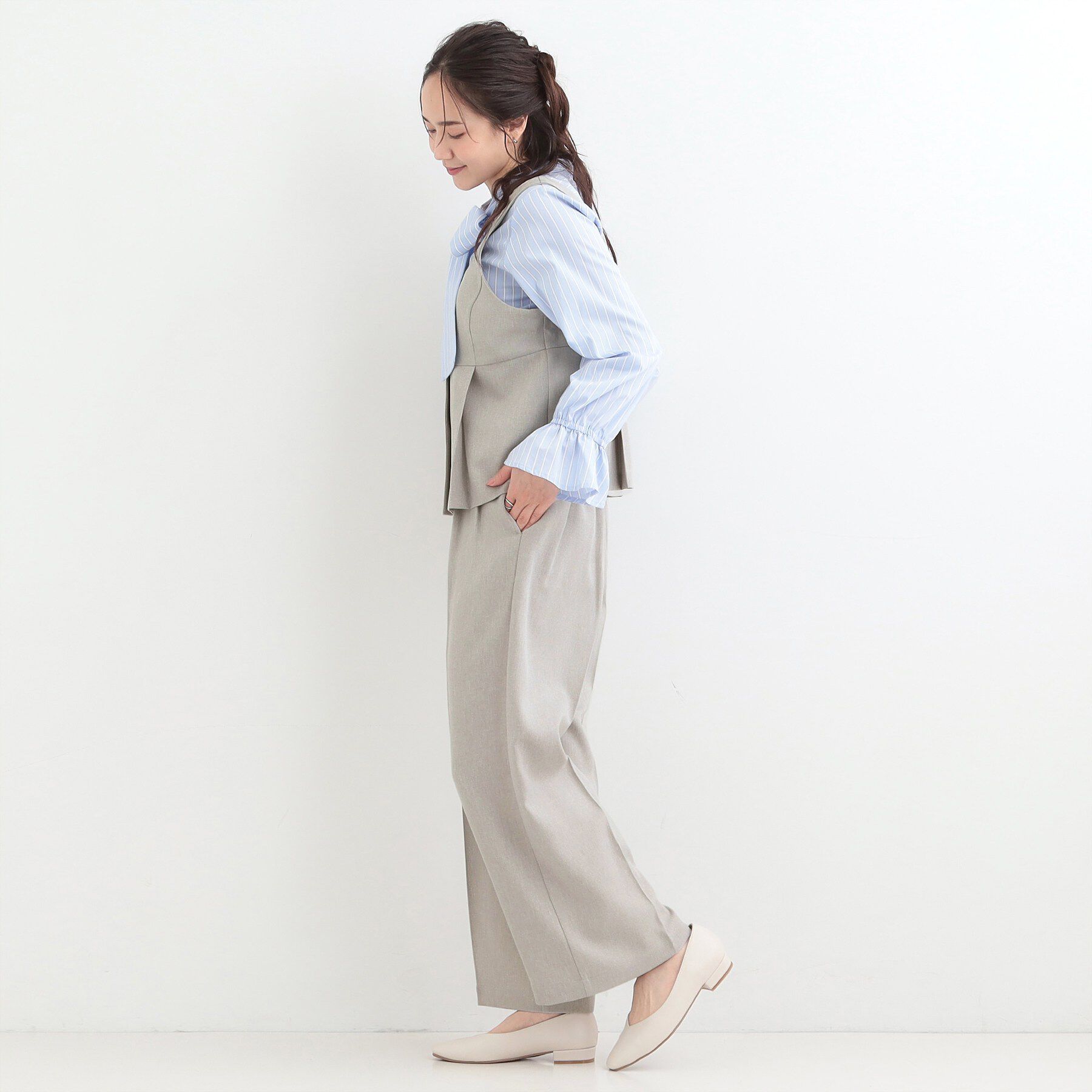 SHOO･LA･RUE「【2点セット/S-LL】大人っぽく上品に見える 麻調セットアップ」|スーツ|