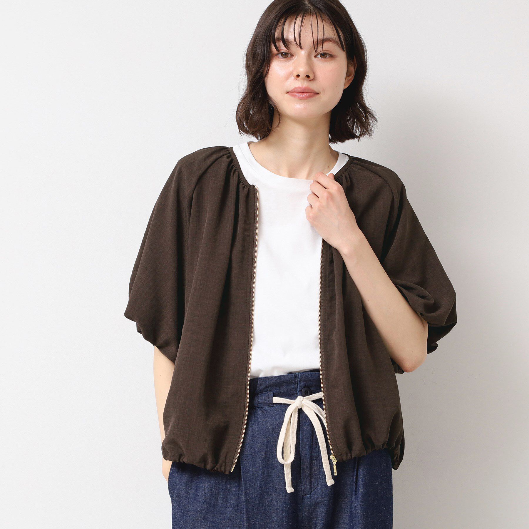 Dessin「【洗える】ドローコード付きバルーン袖ブルゾン」|ブルゾン・スタジャン|