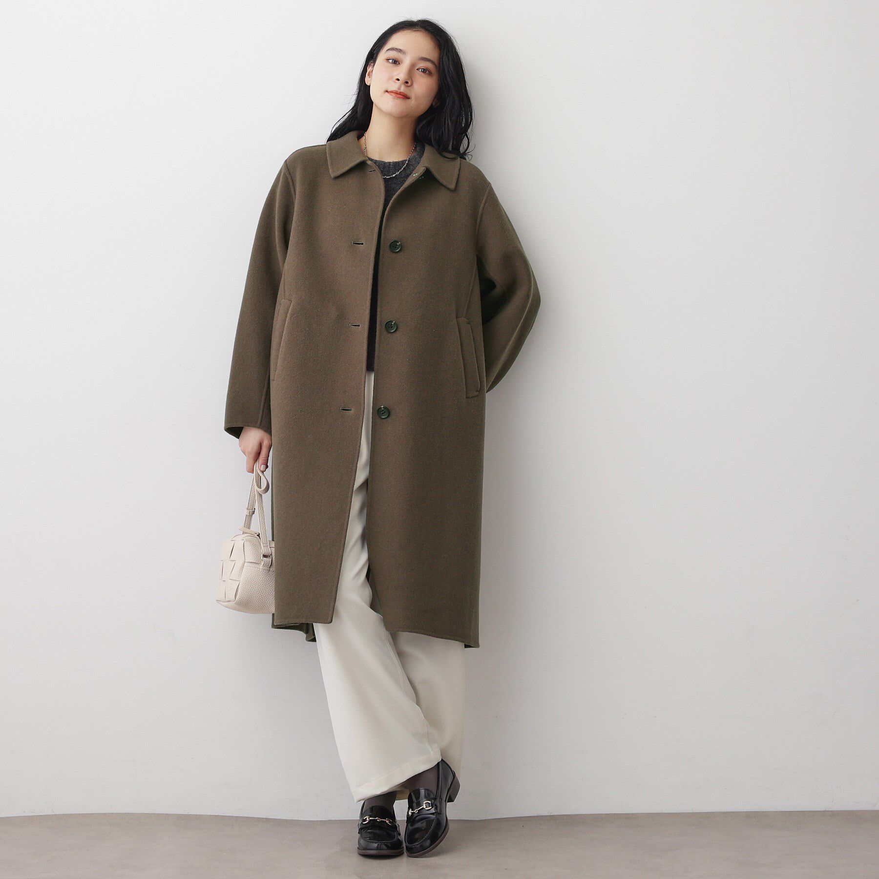 Dessin「【洗える】ウール混リバーメルトンロングコート」|ステンカラーコート|