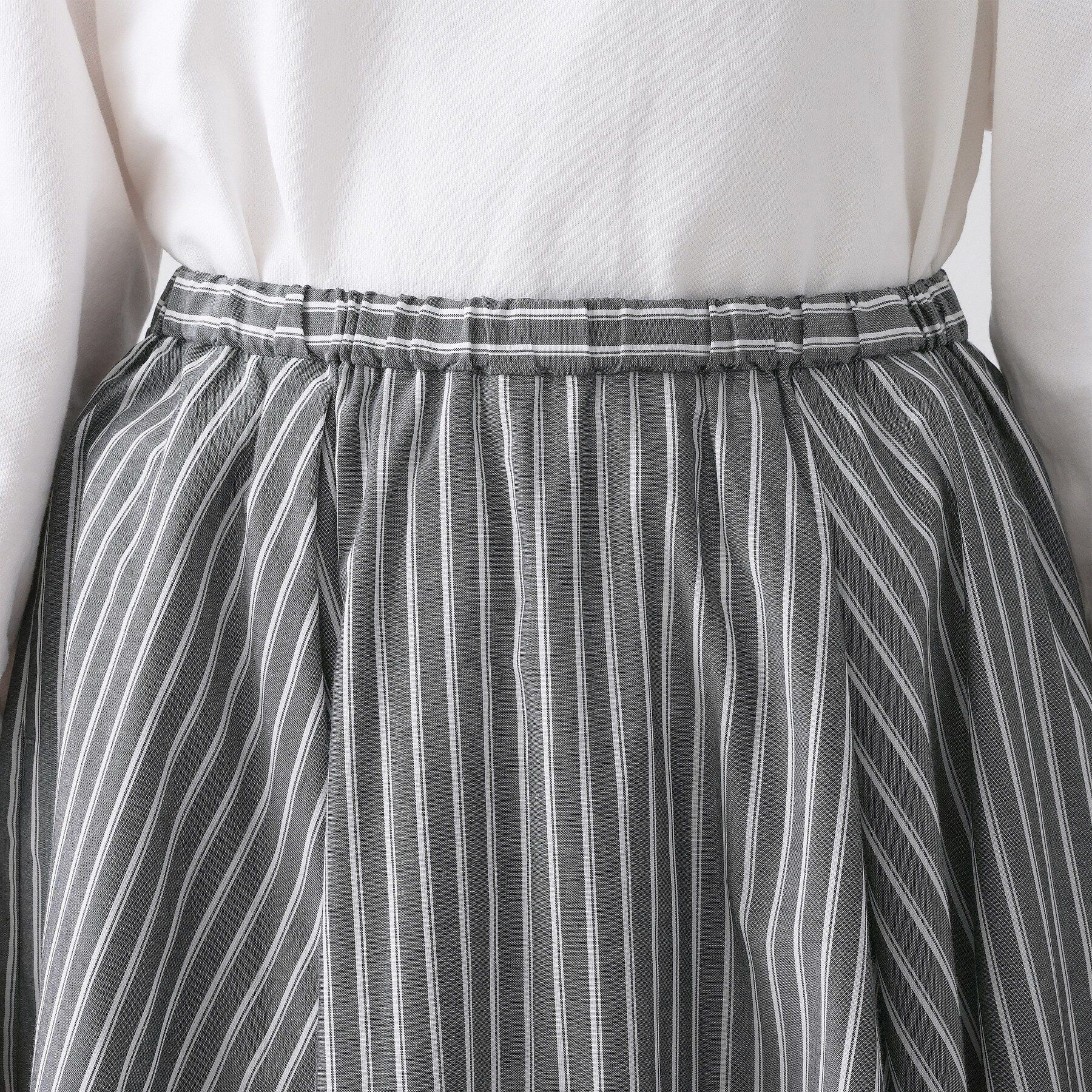 Dessin「【セットアップ可/洗える】先染めストライプフレアスカート」|スカート|