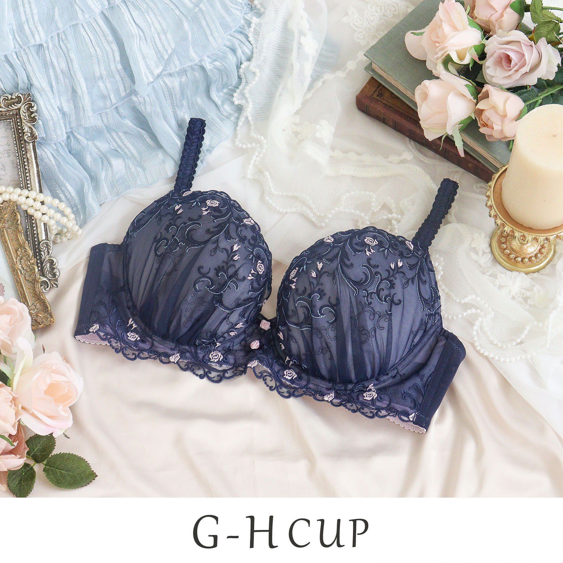 Risa Magli「シュテファニ ブラジャー (G-H) ＜Glamor Bra／バストアップタイプ＞」|インナー|ネイビー(094)