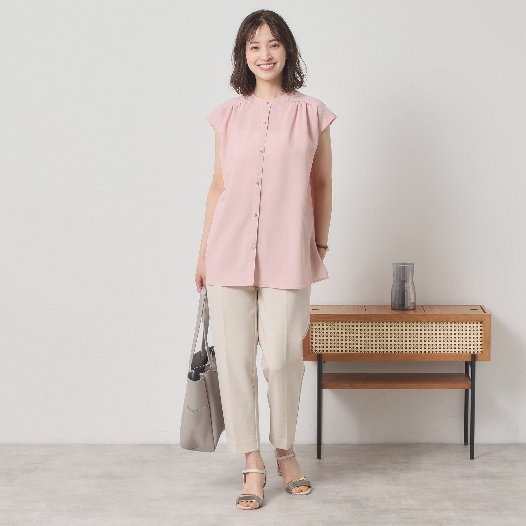 ITS&rsquo;DEMO「【清涼感／手洗い可】麻調前開きブラウス」|シャツ・ブラウス|