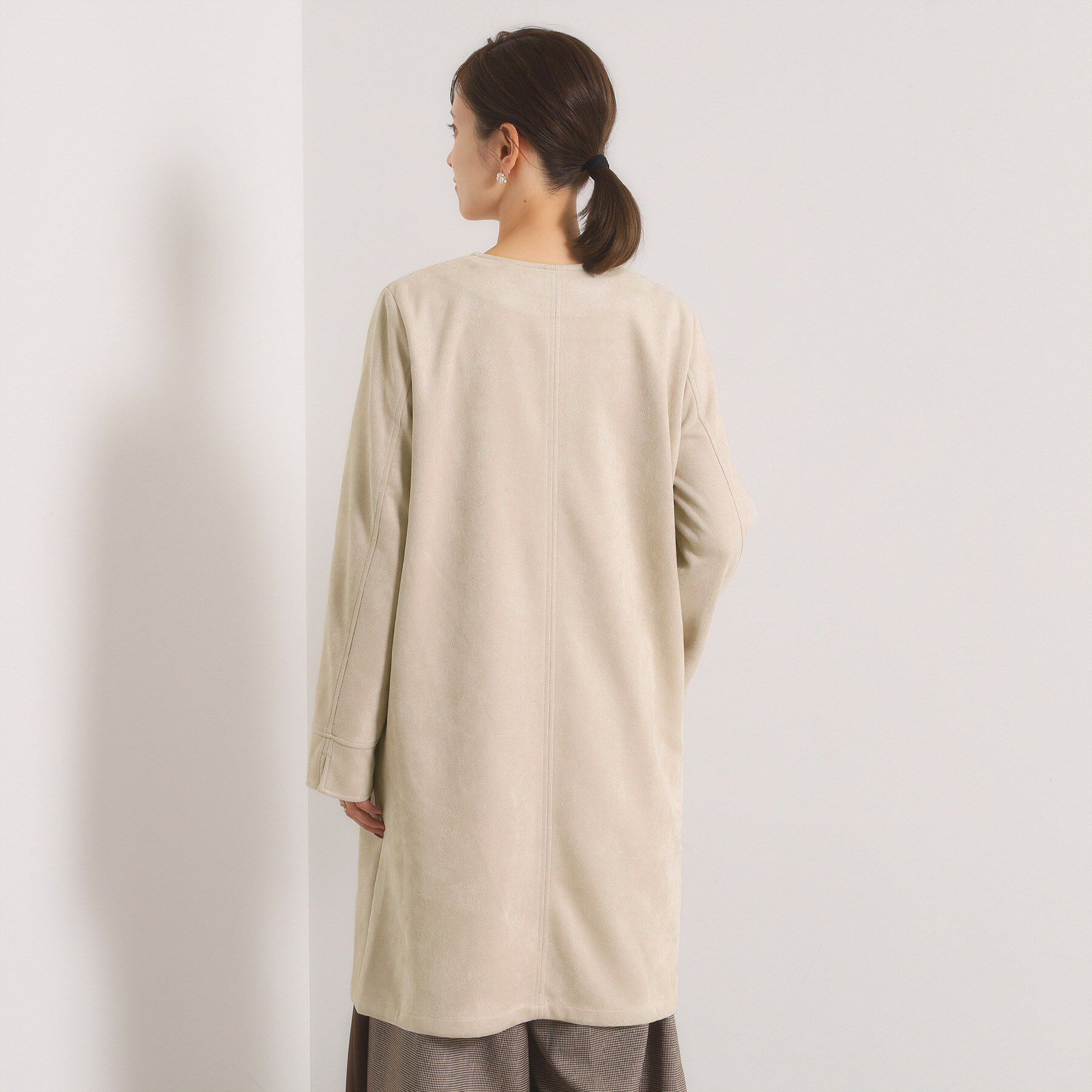 ITS&rsquo;DEMO「カットスエード調コート」|ノーカラーコート|