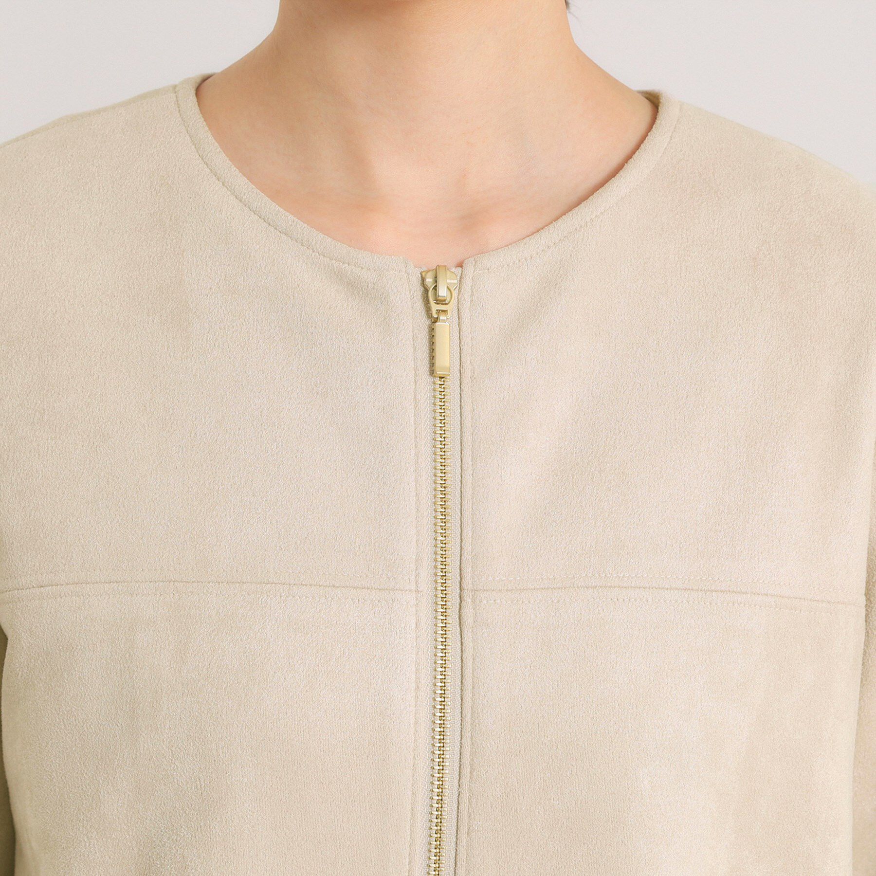 ITS&rsquo;DEMO「カットスエード調コート」|ノーカラーコート|