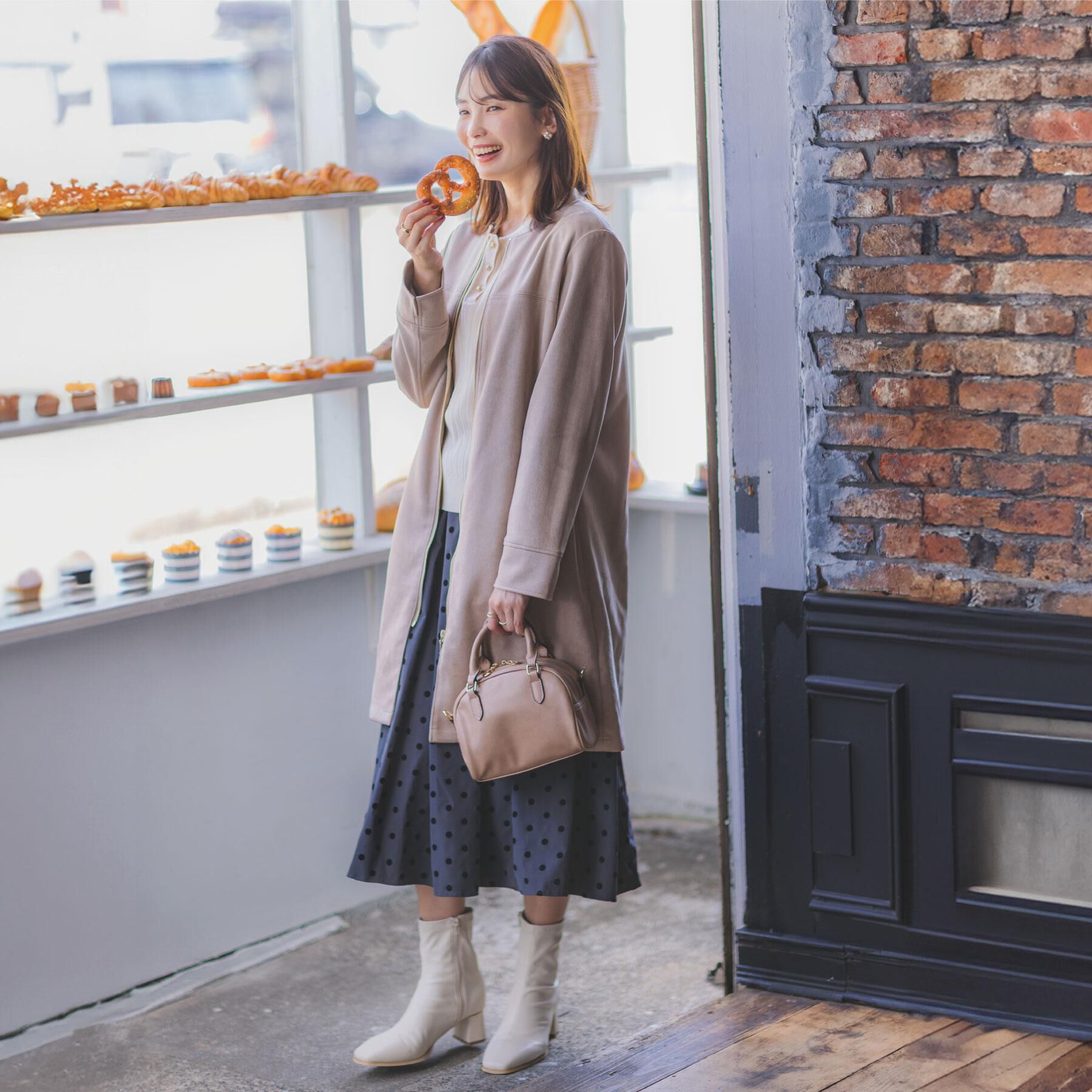 ITS&rsquo;DEMO「カットスエード調コート」|ノーカラーコート|