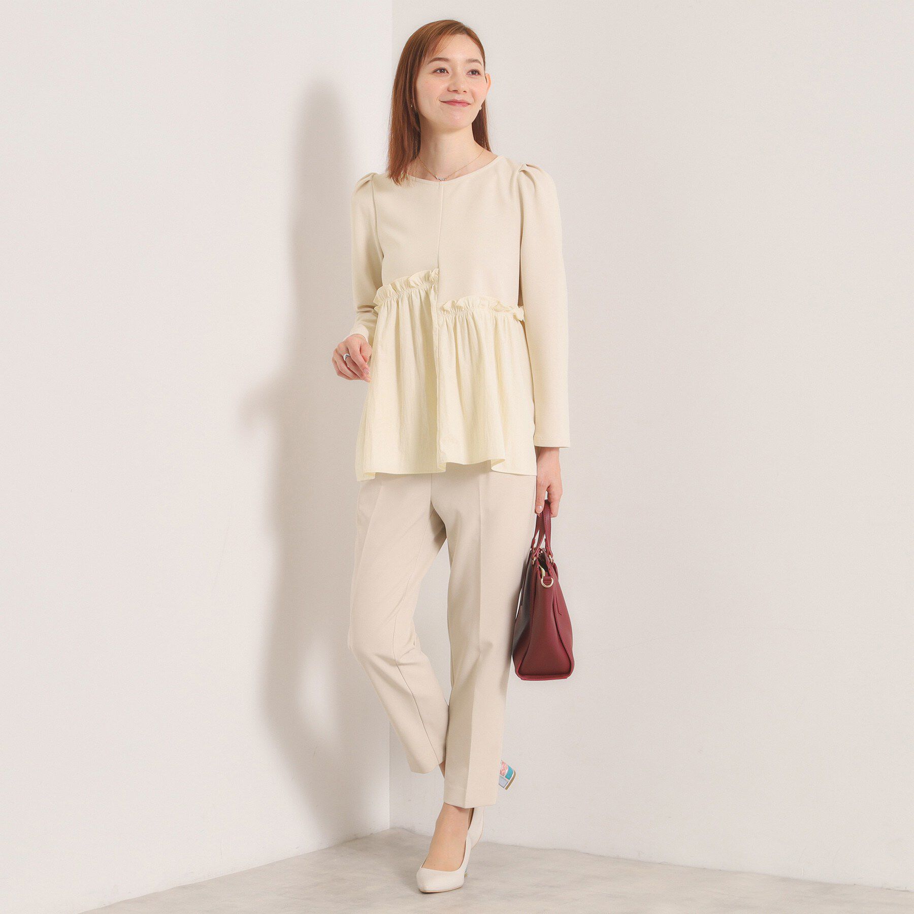 ITS&rsquo;DEMO「【洗濯機OK】異素材ドッキングトップス」|Tシャツ・カットソー|