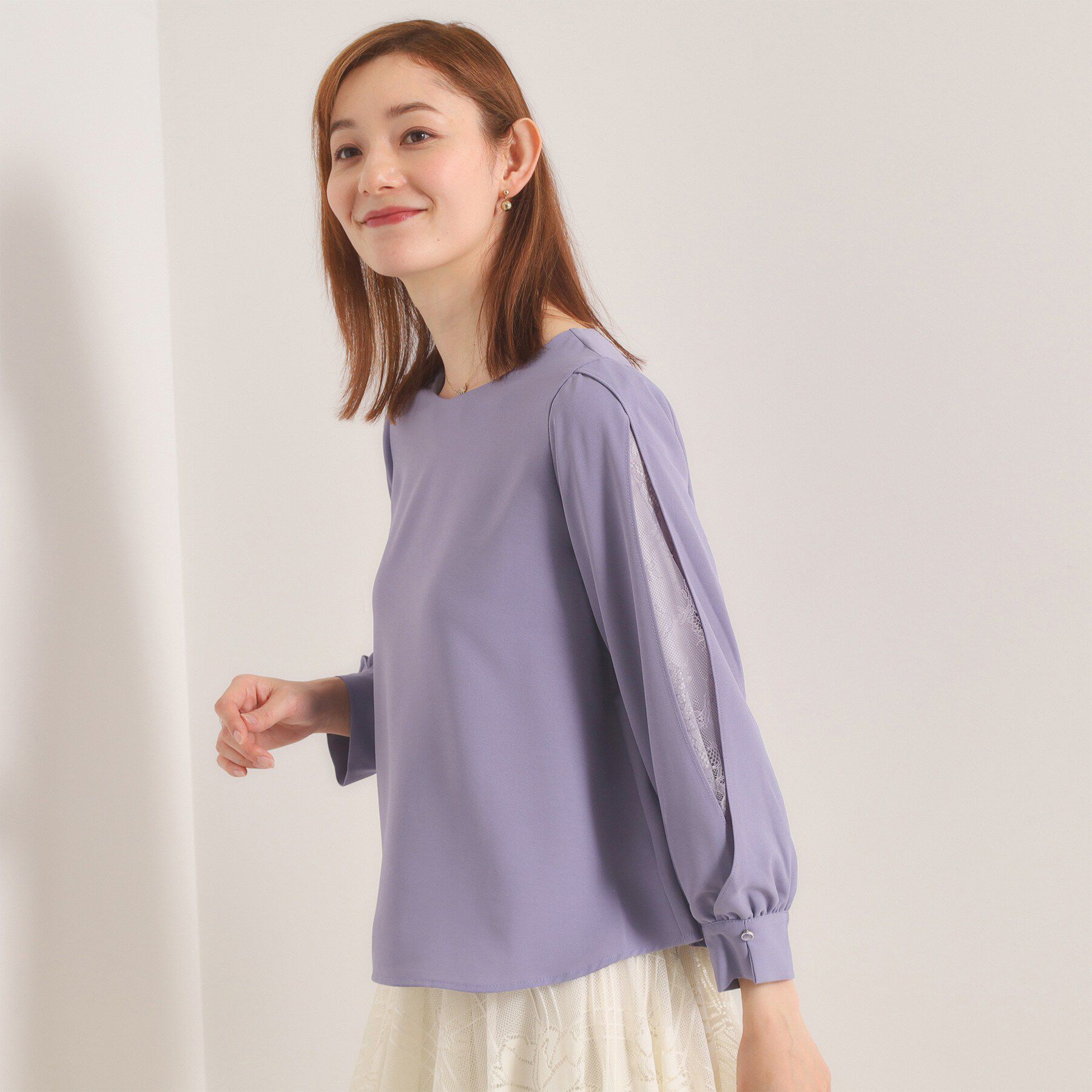 ITS&rsquo;DEMO「【手洗い可】袖スリットレースブラウス」|シャツ・ブラウス|チャコールグレー(0