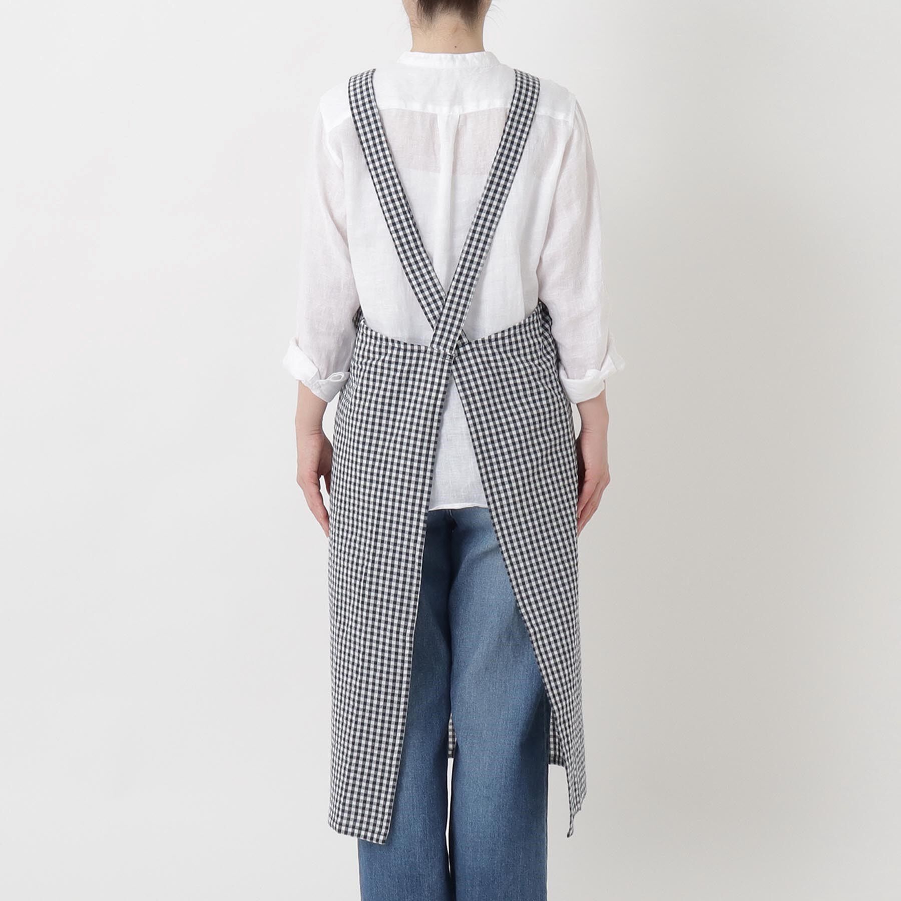 212 KITCHEN STORE「ギンガムサッカーギャザーエプロン BK」|食器・キッチングッズ|