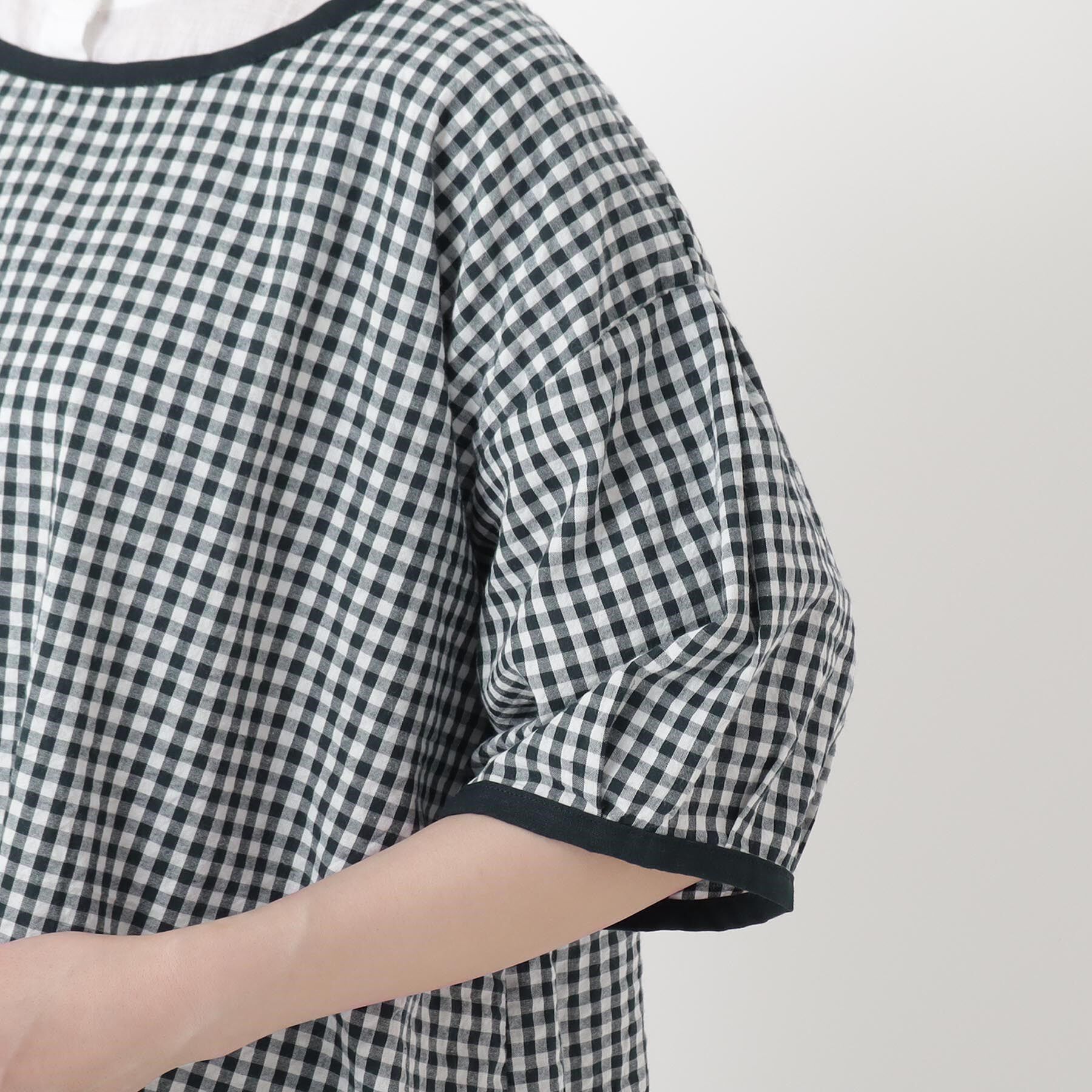 212 KITCHEN STORE「ギンガムサッカー半袖かっぽう着 BK」|食器・キッチングッズ|