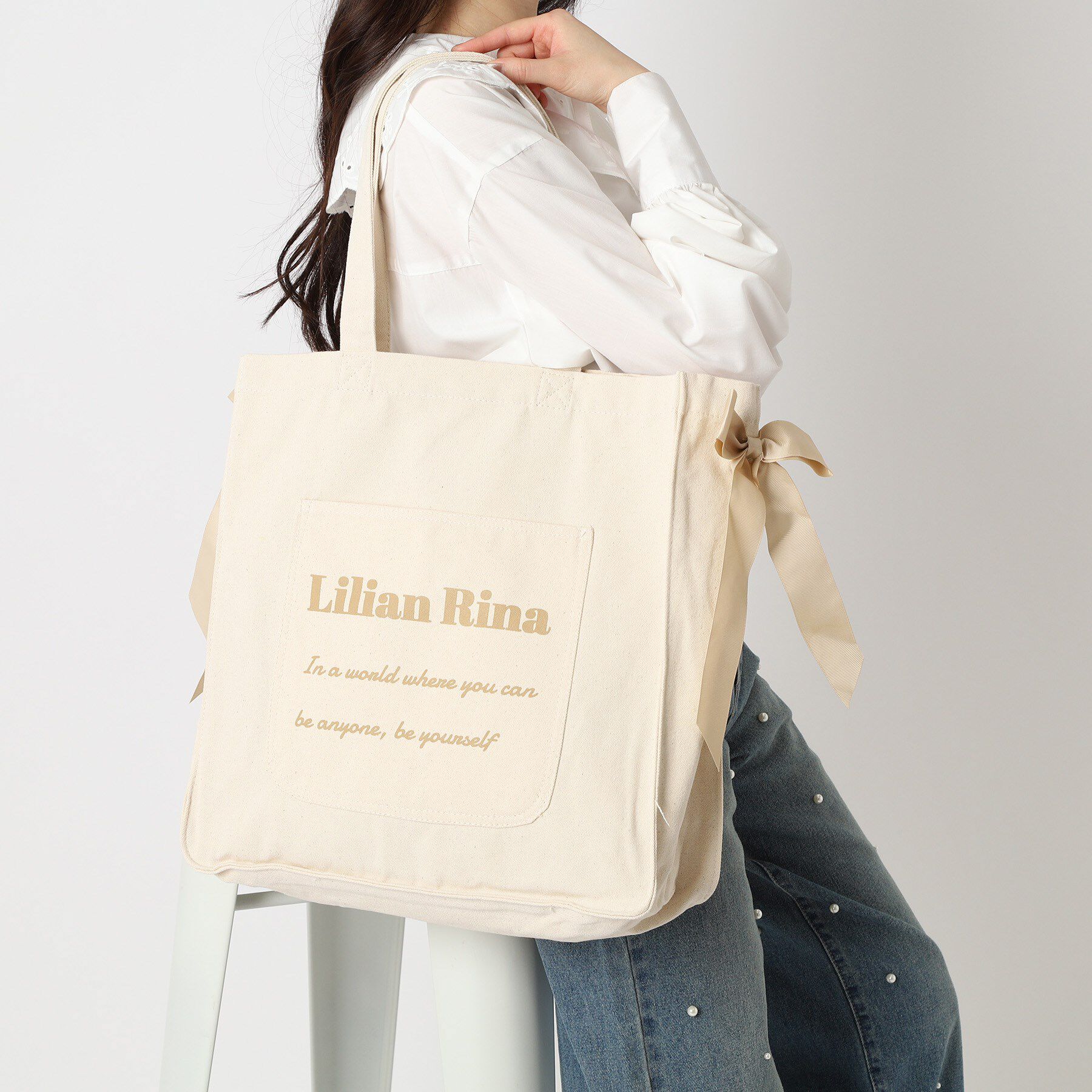 Ober Tashe「【新生活・新学期】推し活にもぴったり！リリアンリーナサイドリボントートバッグ」|トートバッグ|