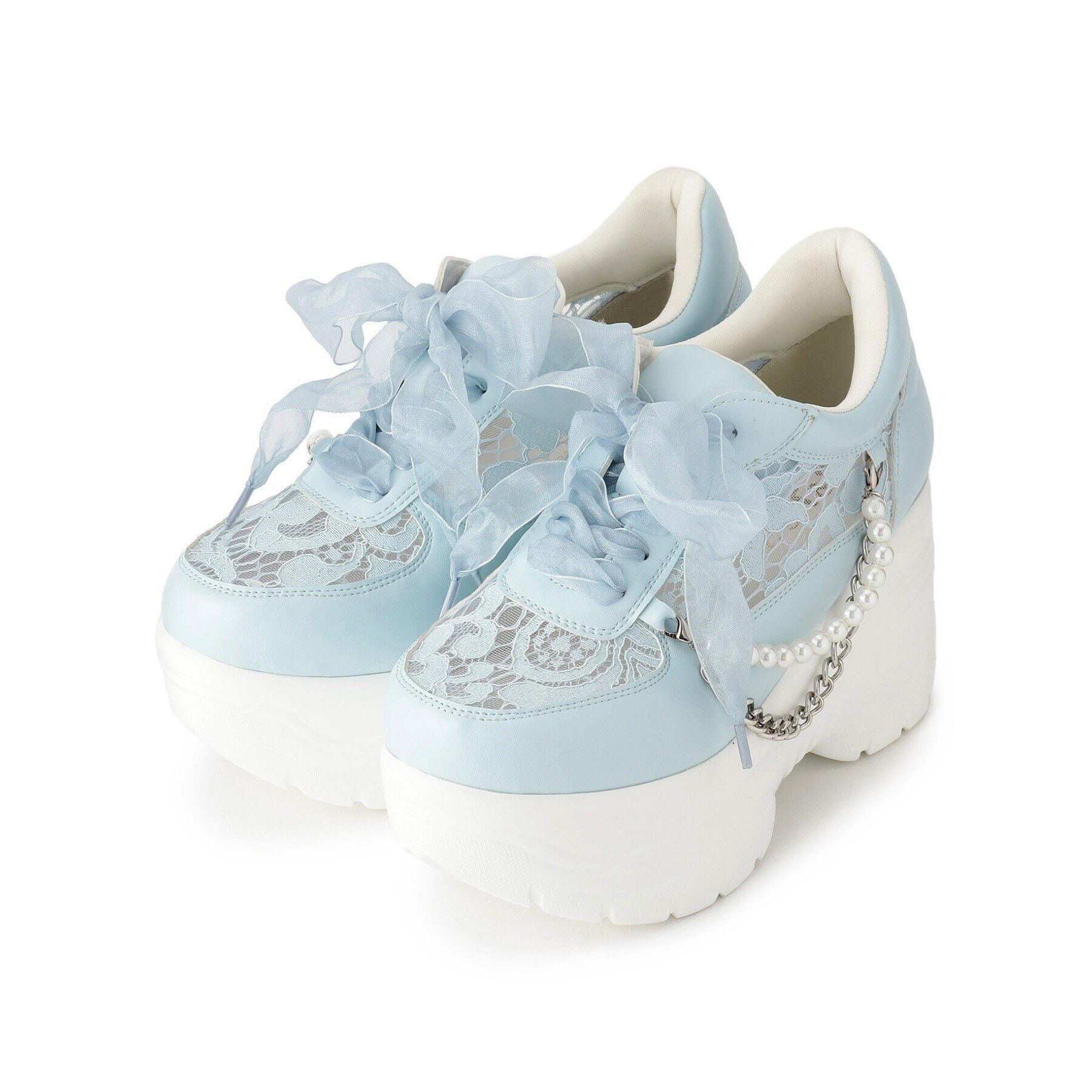 csT&P「厚底パール調チェ―ン付2WAYレーススニーカー」|スニーカー|ブルー(092)