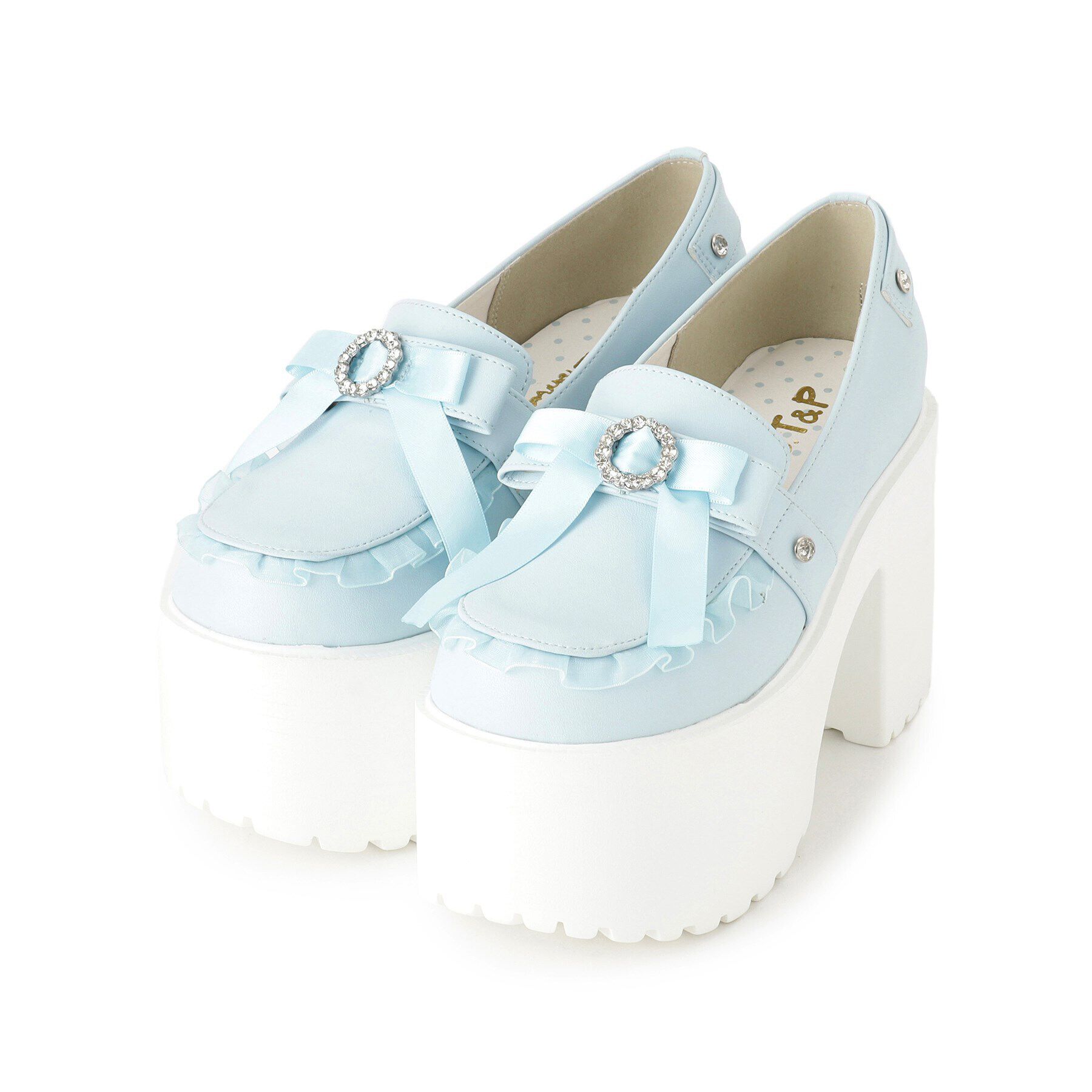 csT&P「厚底リボン付きフリルパンプス」|パンプス|ブルー(092)